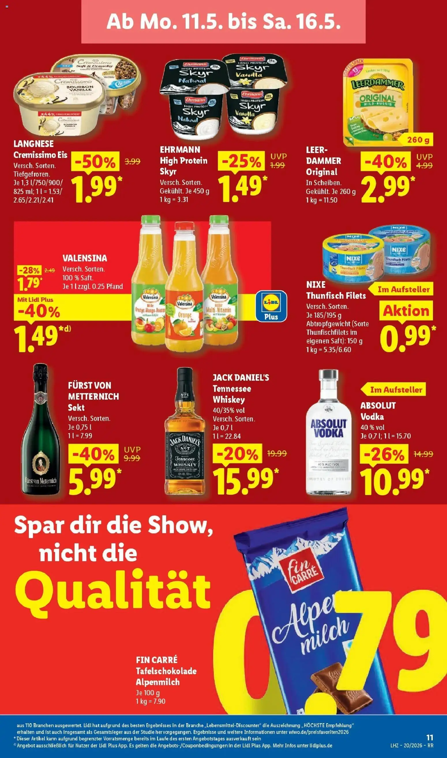 Lidl Prospekt Hagen – gültig ab 11.05.2026 | Seite: 19 | Produkte: Sekt, Jack Daniel's, Whiskey, Eis
