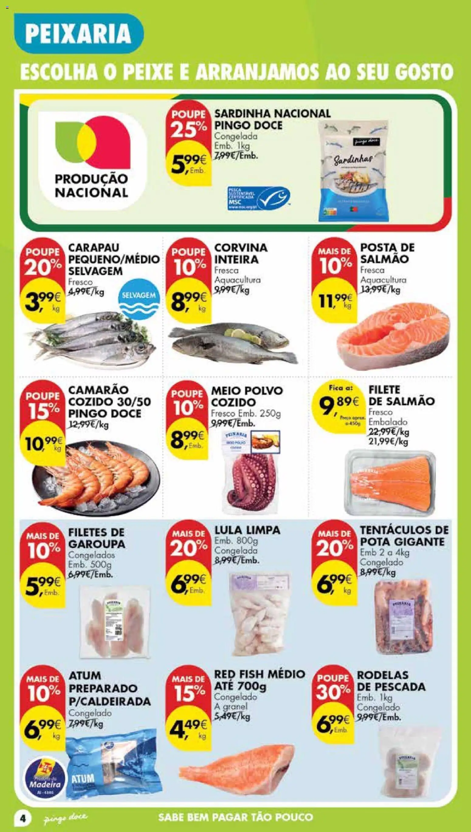 Pingo Doce Poupe Esta Semana Madeira │ válido de 14/07/2026 | Página: 4 | Produtos: Pescada, Salmão, Sardinhas, Peixe