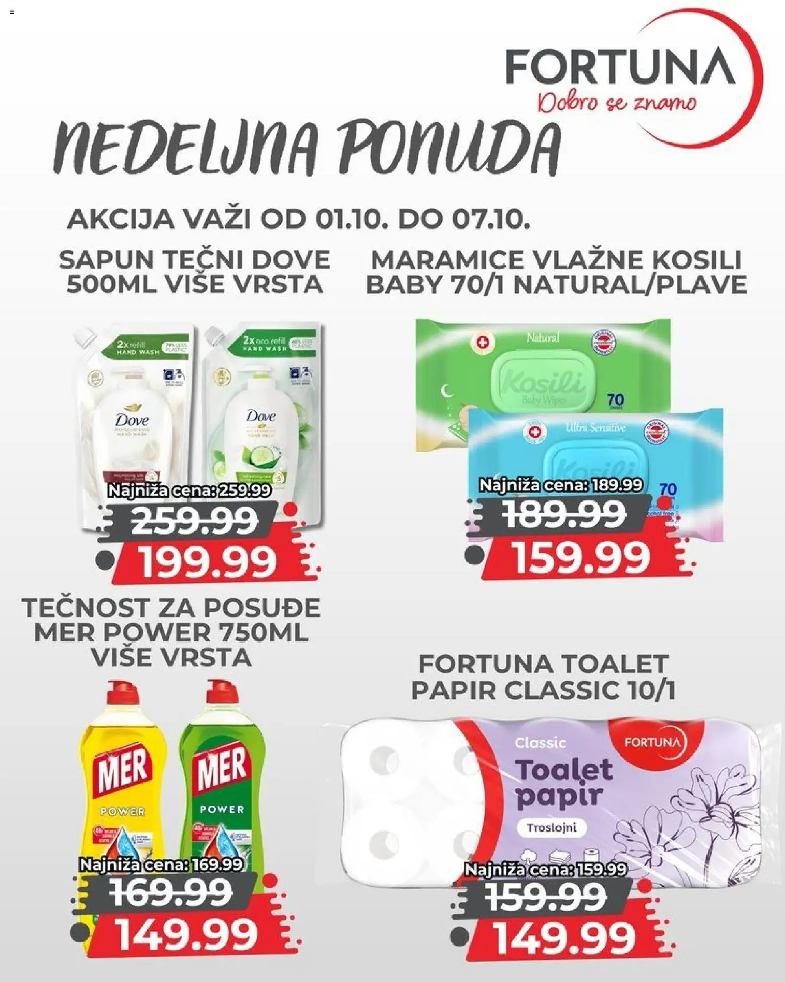Fortuna Market katalog - važi od 01.10.2026 | Strana: 10 | Proizvode: Maramice, Toalet papir, Sapun, Dove