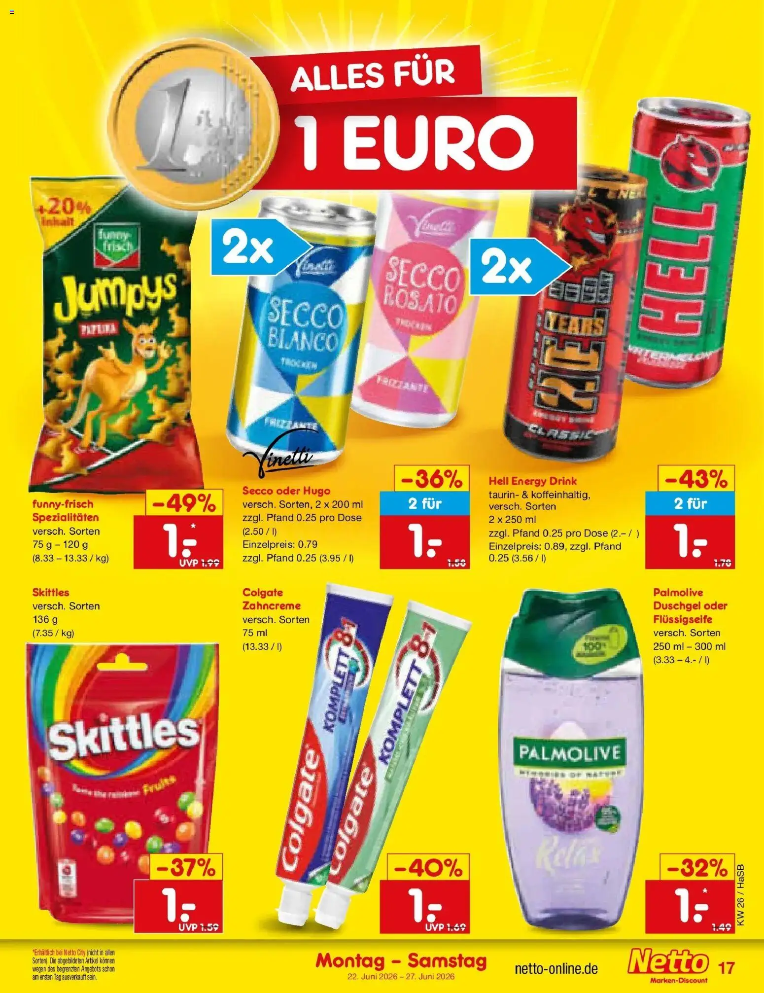 Netto Marken-Discount Prospekt Wuppertal – gültig ab 21.06.2026 | Seite: 21 | Produkte: Energy, Duschgel, Hugo