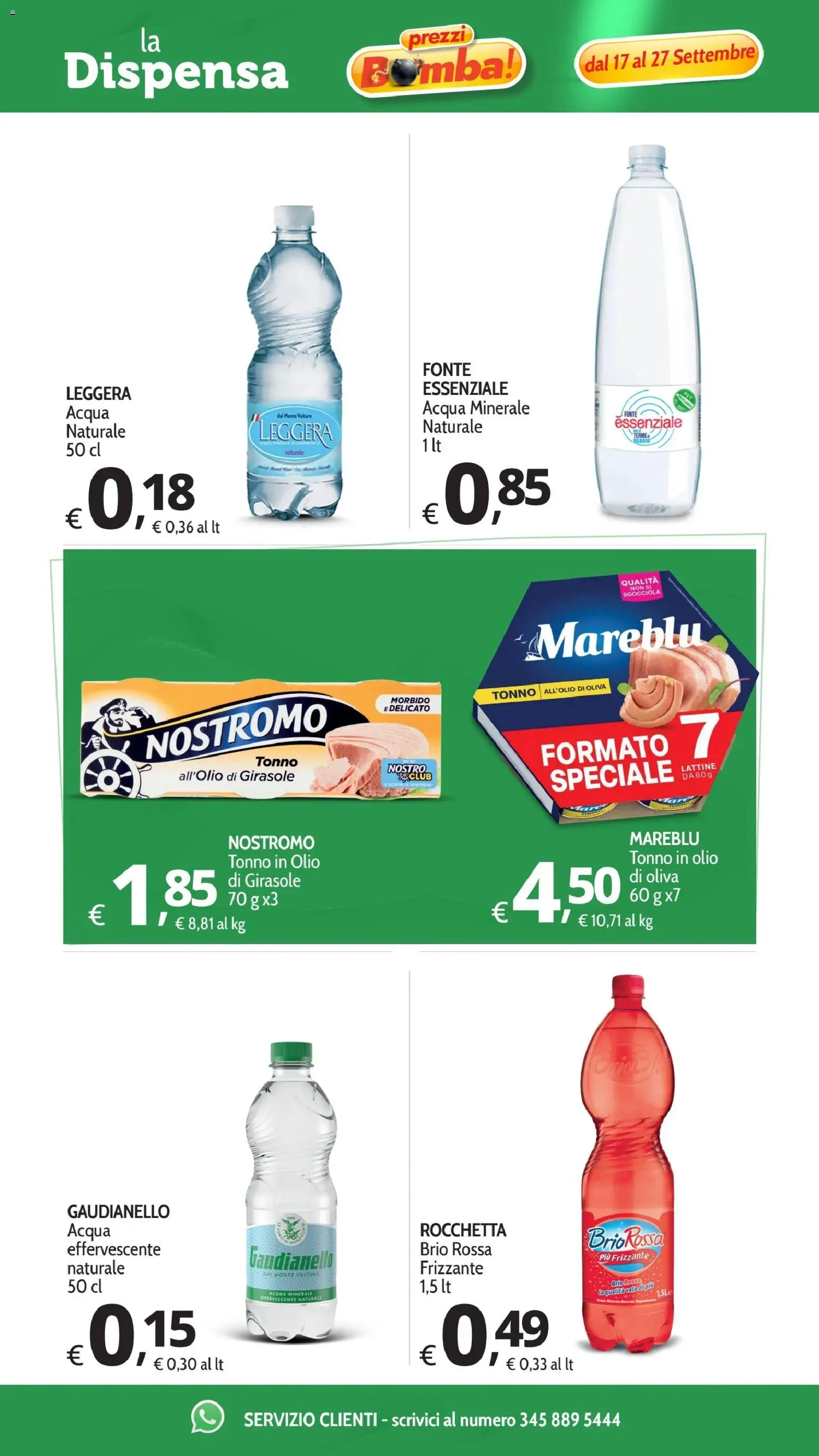 Volantino Primo Prezzo del 17/09/2026 | Pagina: 8 | Prodotti: Acqua, Olio, Tonno, Olio di girasole