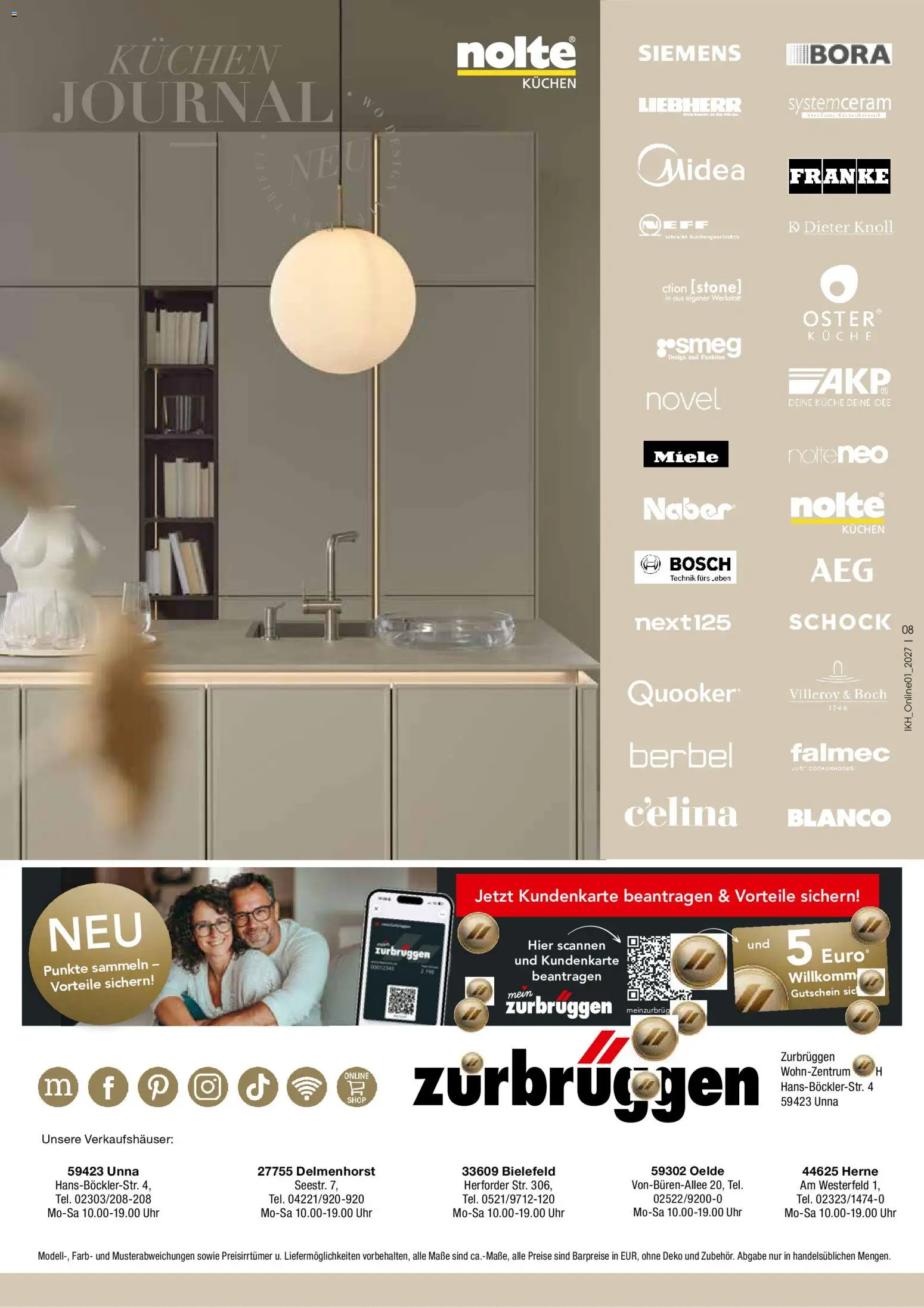 Zurbrüggen Küchen Journal – gültig ab 23.10.2026 | Seite: 22 | Produkte: Bosch, Siemens, Küche, Uhr