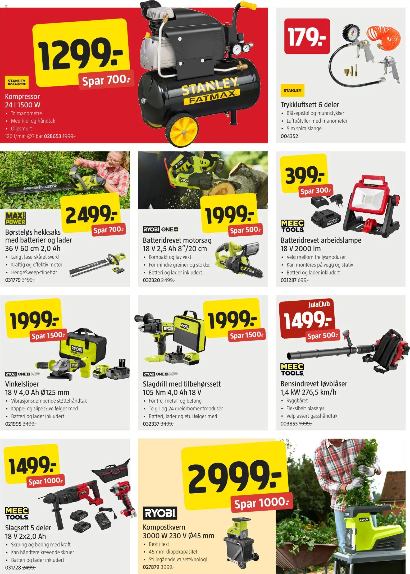 {H1} | Side: 4 | Produkter: Arbeidslampe, Slagdrill, Batteridrevet motorsag, Vekt