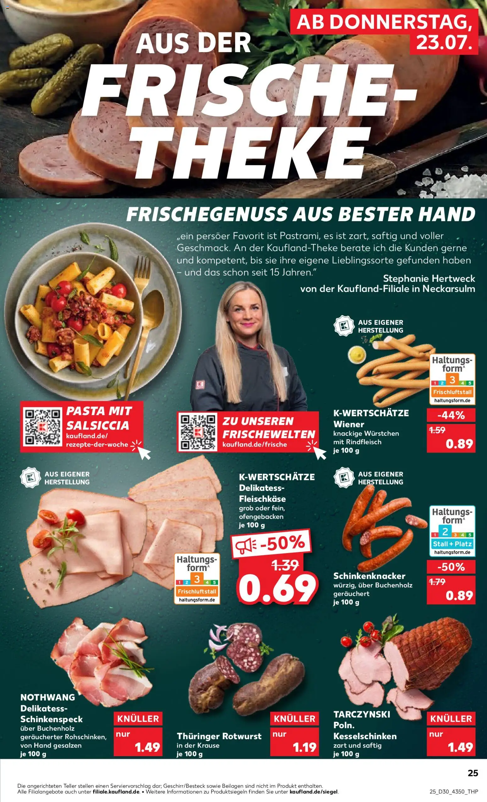 Kaufland Prospekt Potsdam – gültig ab 23.07.2026 | Seite: 25 | Produkte: Theke, Pasta, Rindfleisch