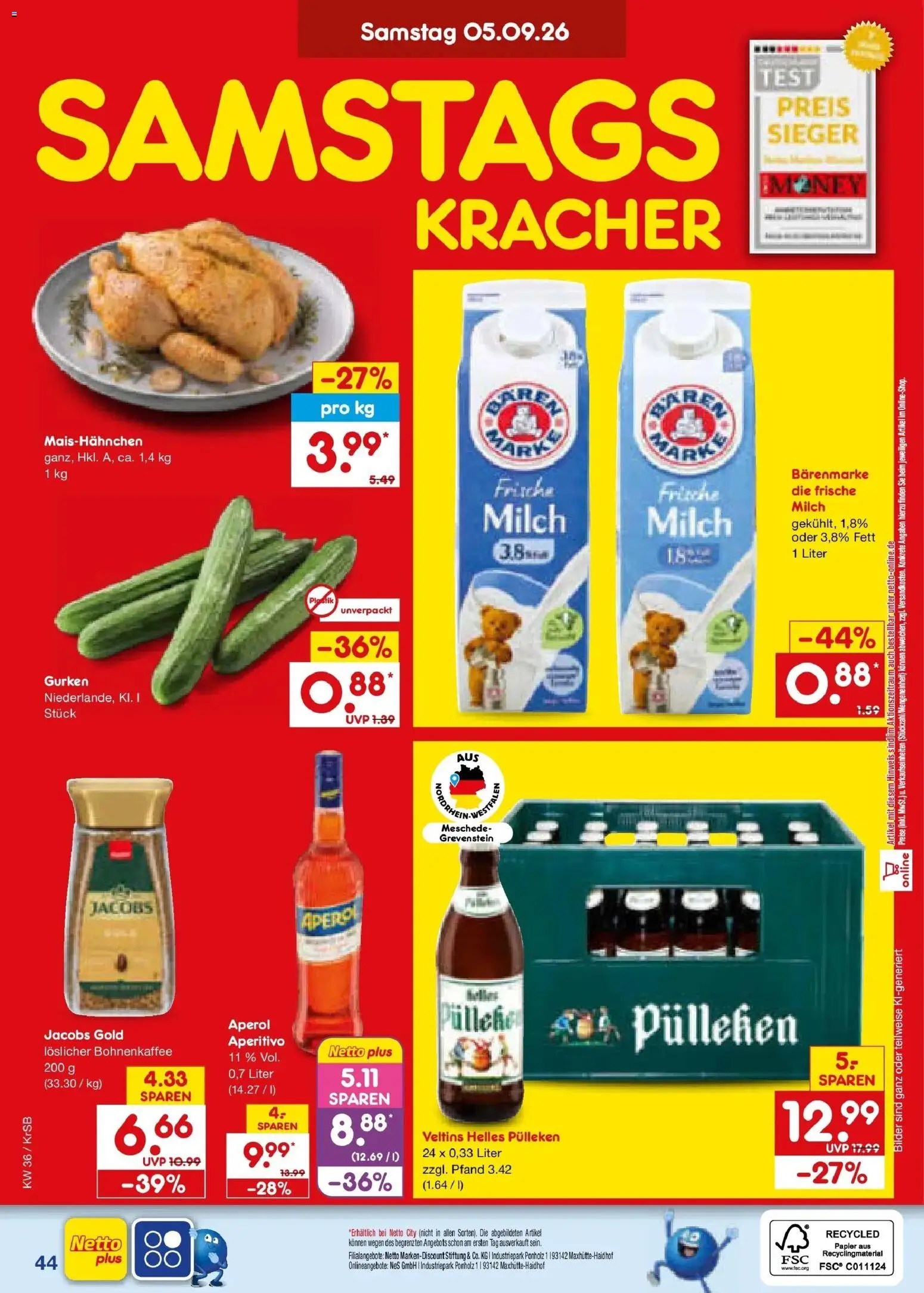 Netto Marken-Discount Prospekt Jüchen – gültig ab 31.08.2026 | Seite: 56 | Produkte: Helles pulleken, Bilder, Gurken, Veltins