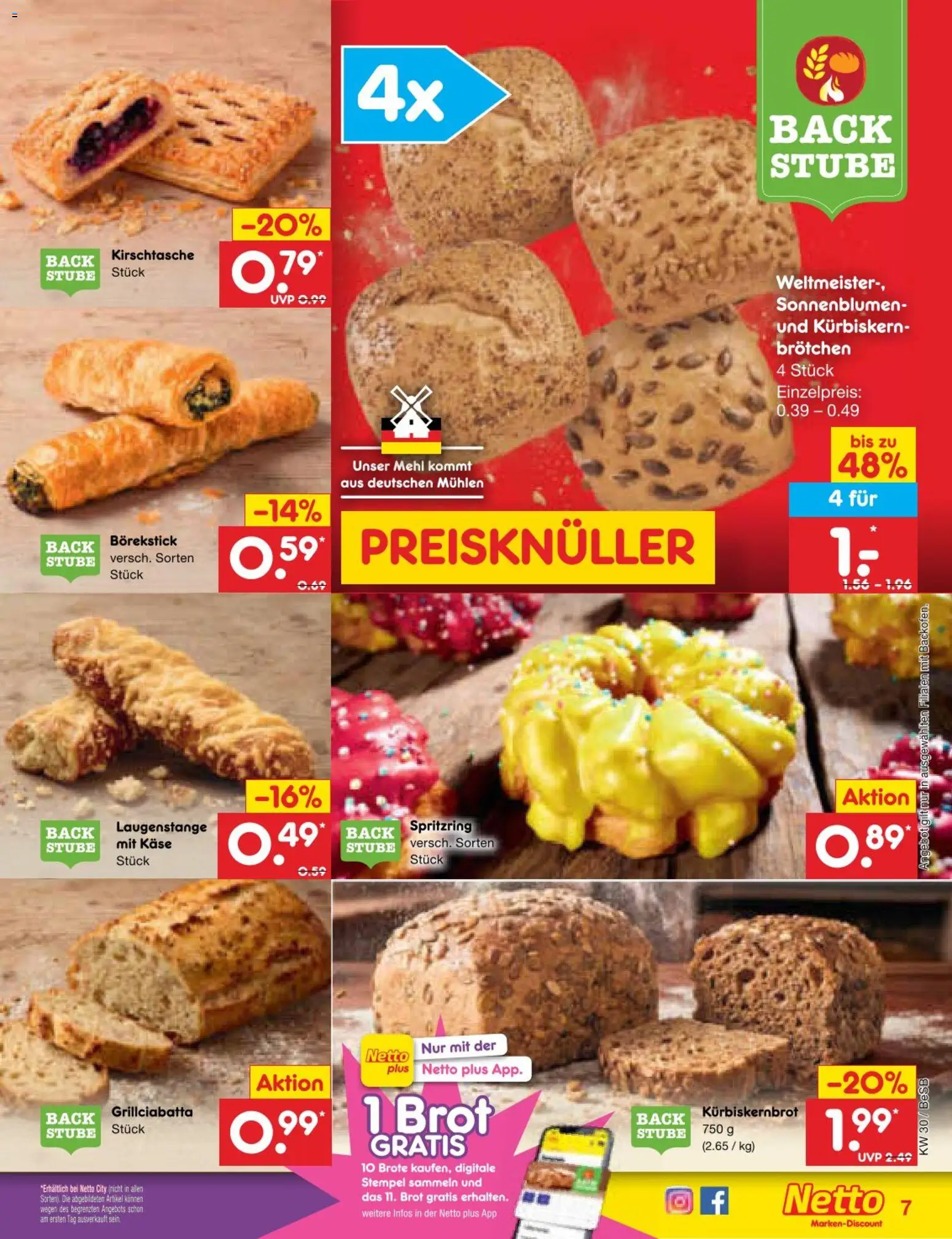 Netto Marken-Discount Prospekt – gültig ab 20.07.2026 | Seite: 7 | Produkte: Mehl, Käse, Brot