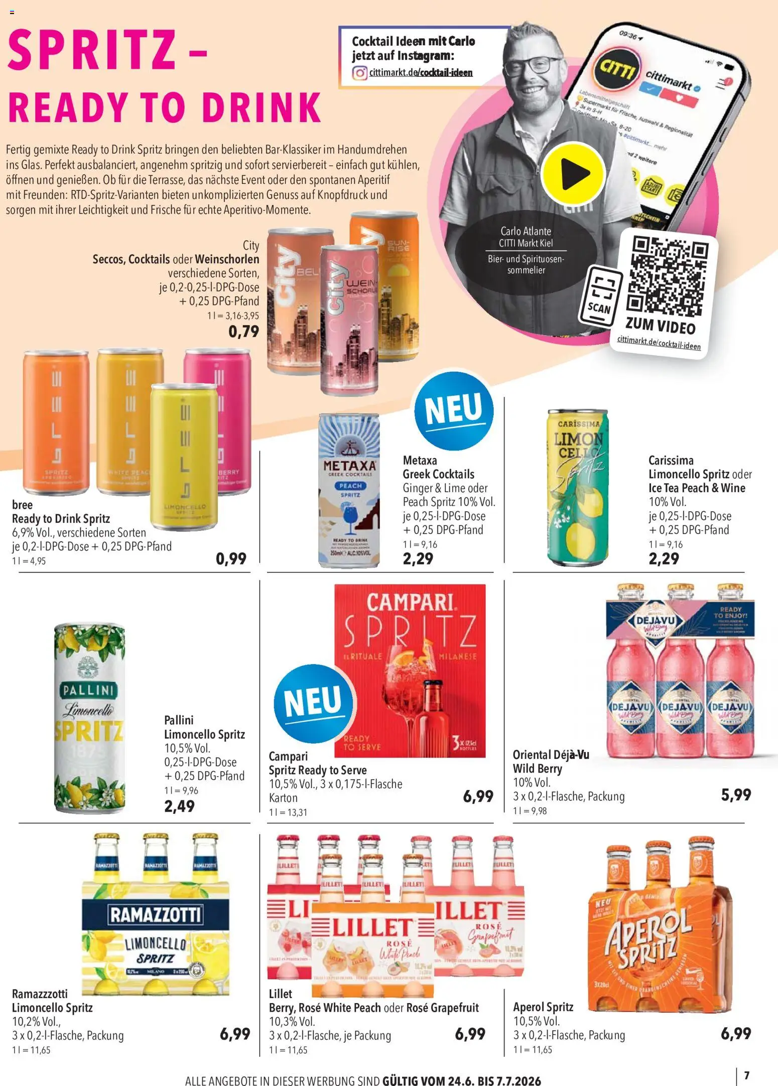 CITTI Markt Sommer Aperitifs – gültig ab 24.06.2026 | Seite: 7 | Produkte: Bier, Campari, Wein, Ramazzotti