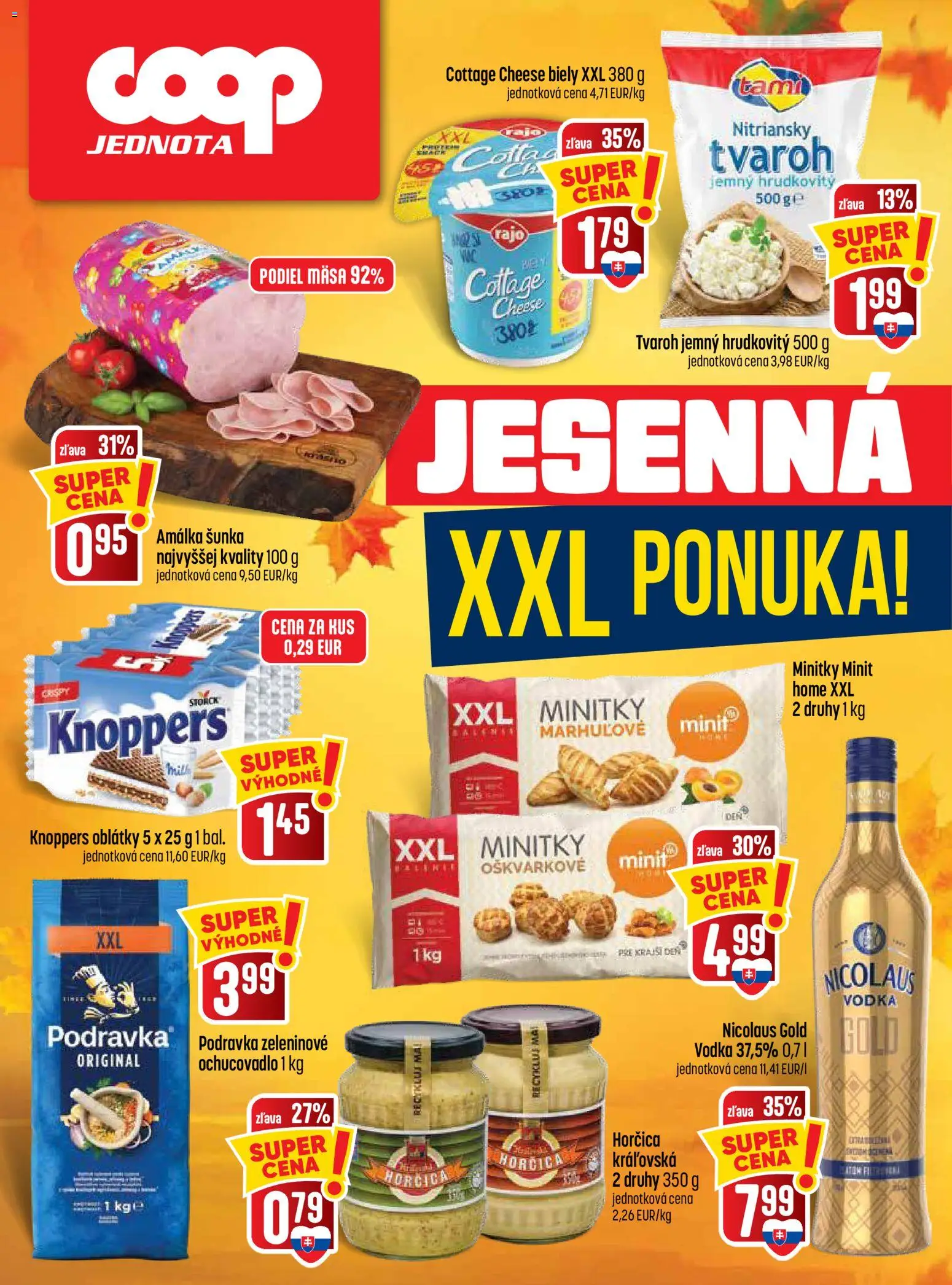 Nové COOP Jednota akcie – leták je platný od 03.09.2026 | Strana: 8 | Produkty: Šunka, Cottage cheese, Tvaroh, Vodka