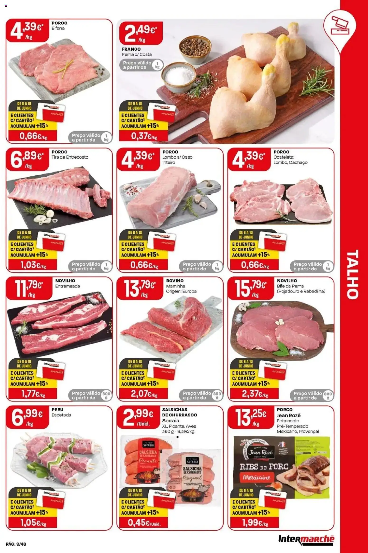 Intermarché - Isto é que são preços BAIXOS! │ válido de 04.06.2026 | Página: 9 | Produtos: Frango, Peru, Salsicha, Lombo