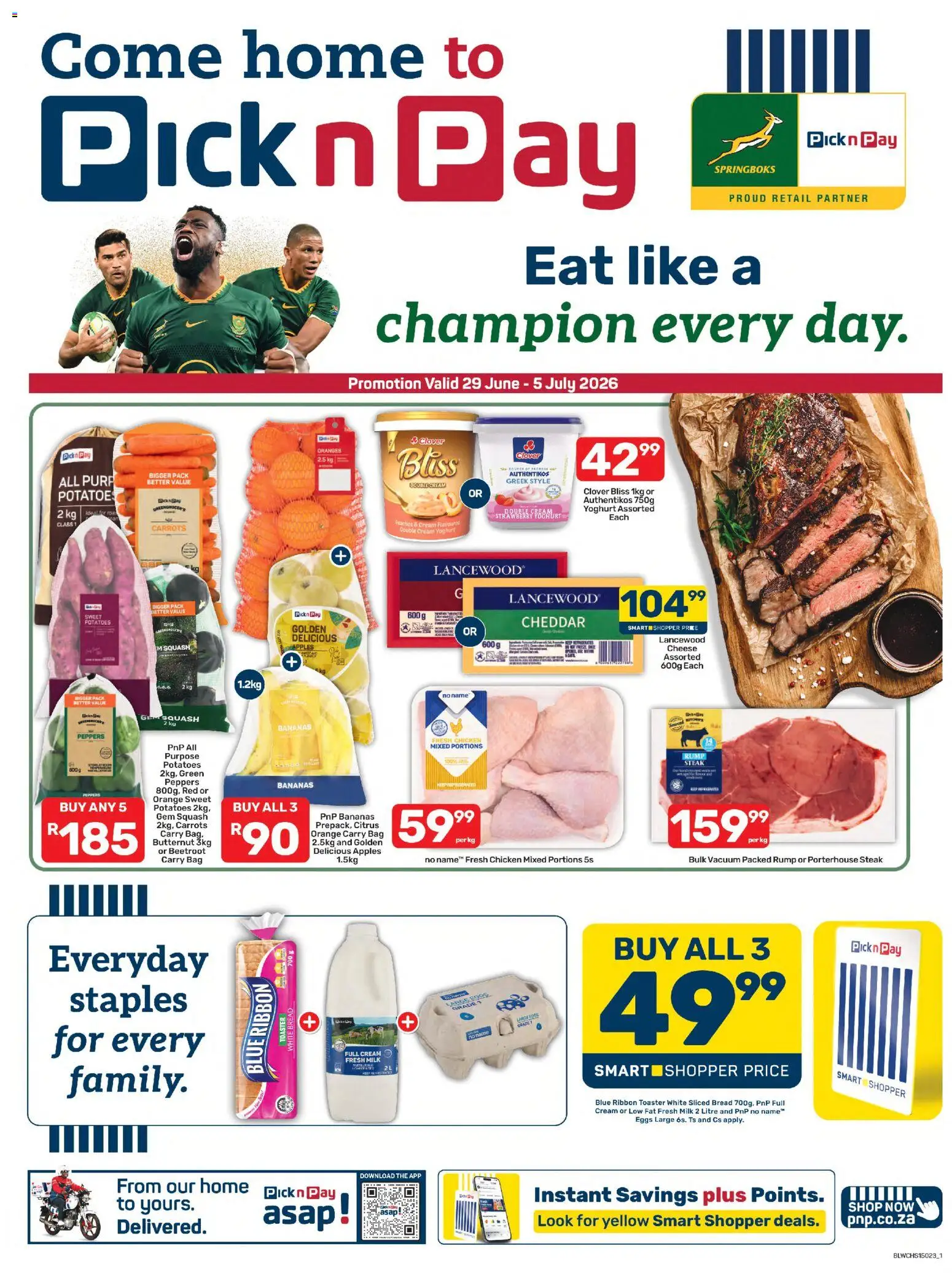 New Pick n Pay catalogue – valid from 29/06/2026 | Page: 1 | Products: Squash, Cheese, Carrots, Cream