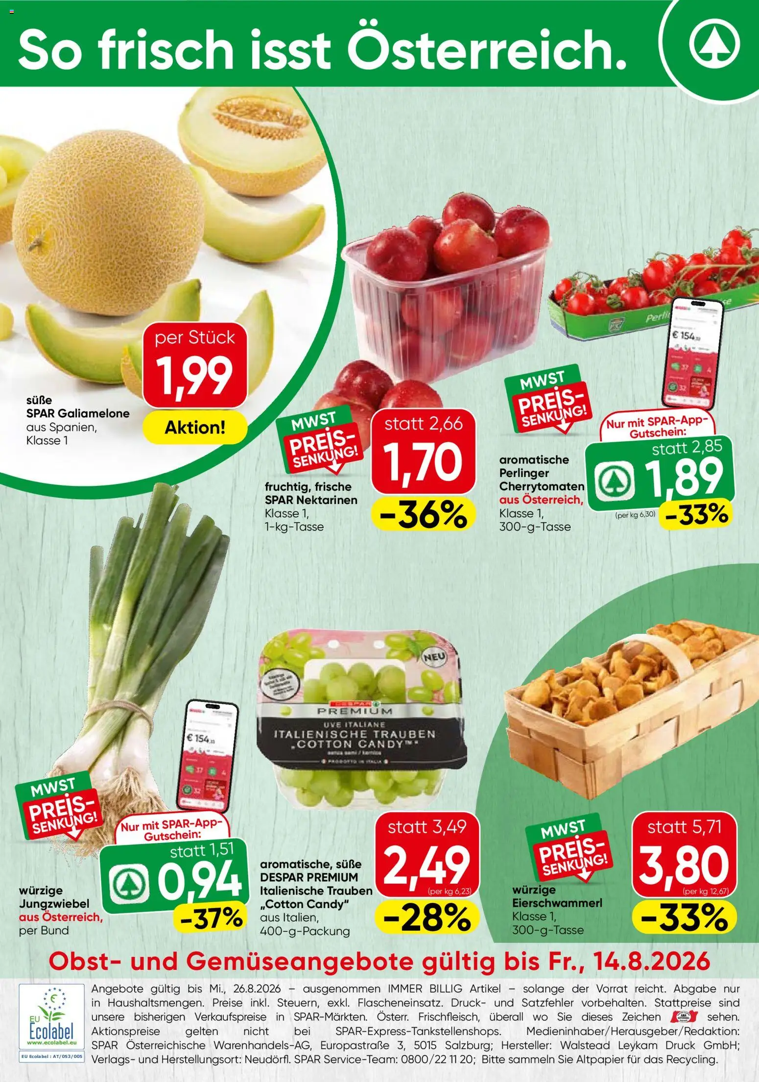 Spar Obst & Gemüse gültig ab 10.08.2026 | Seite: 1