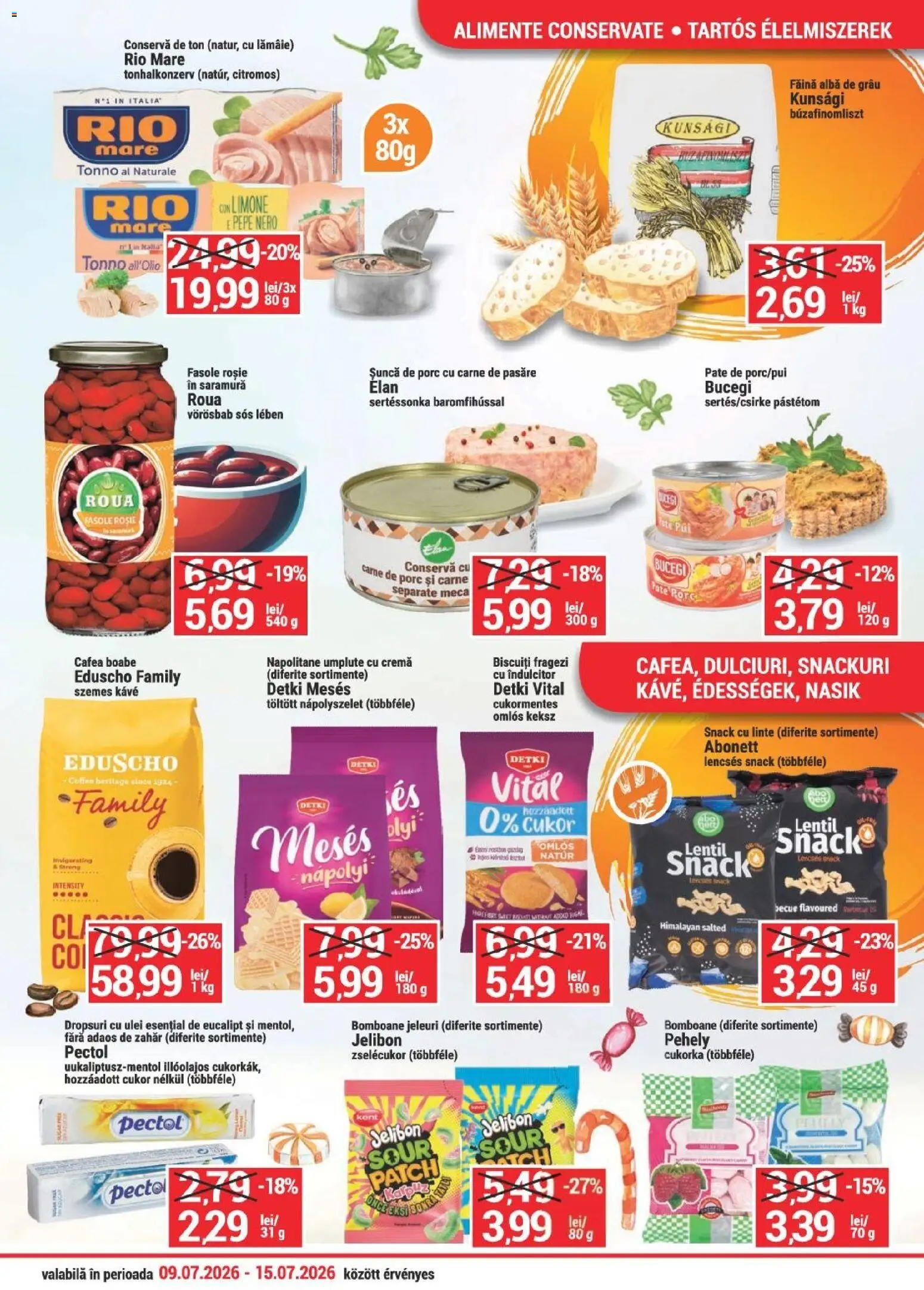 Noul catalog Merkur – valabil de la 09.07.2026 | Pagină: 3 | Produse: Napolitane, Cremă, Făină, Sos
