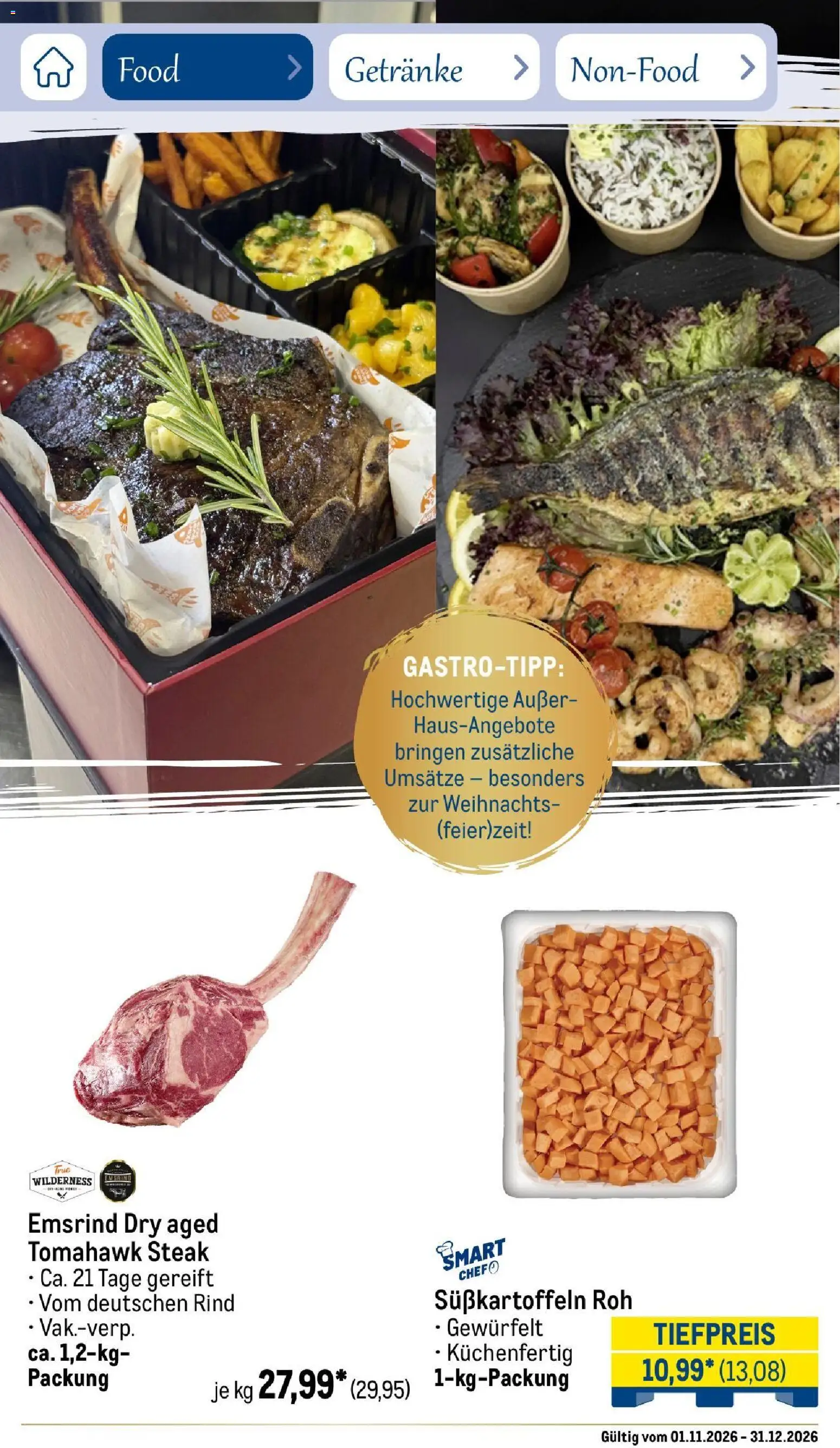 Metro Saisonkatalog Festtage voller Genuss – gültig ab 01.11.2026 | Seite: 38 | Produkte: Steak