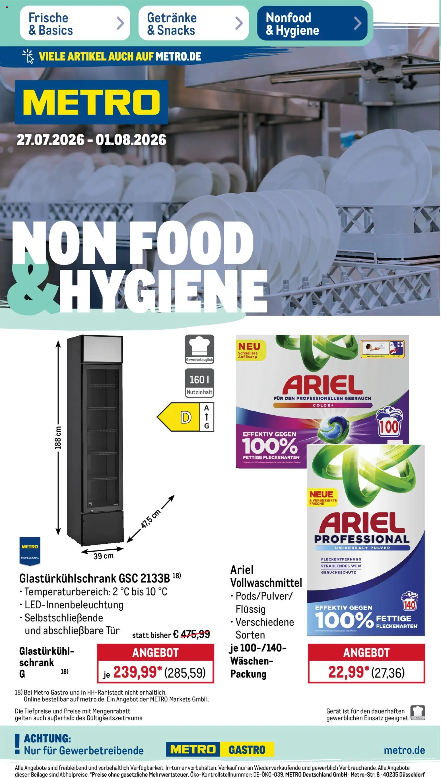 Metro Prospekt – gültig ab 27.07.2026 | Seite: 38 | Produkte: Ariel, Schrank, Tür