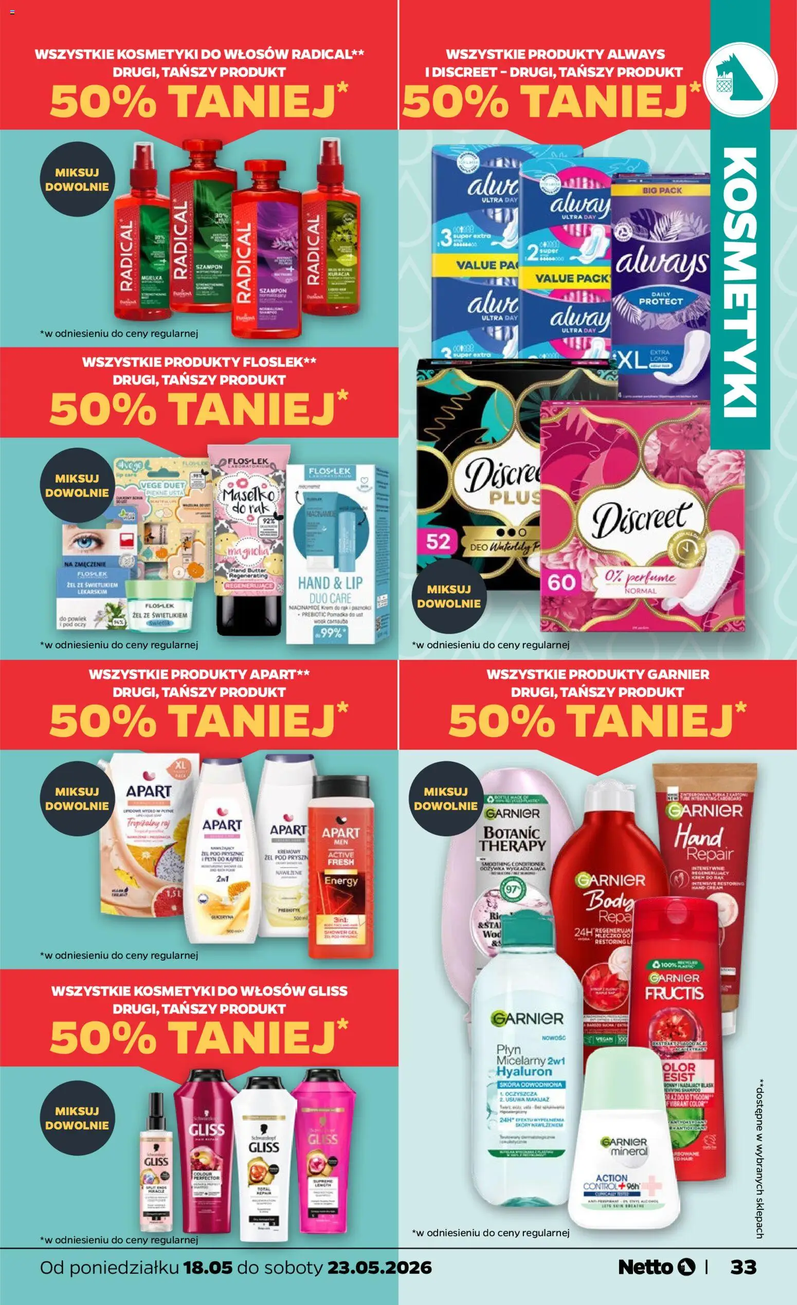 Netto gazetka od poniedziałku spożywcza od 18.05.2026 | Strona: 33 | Produkty: Kosmetyki, Szampon, Body