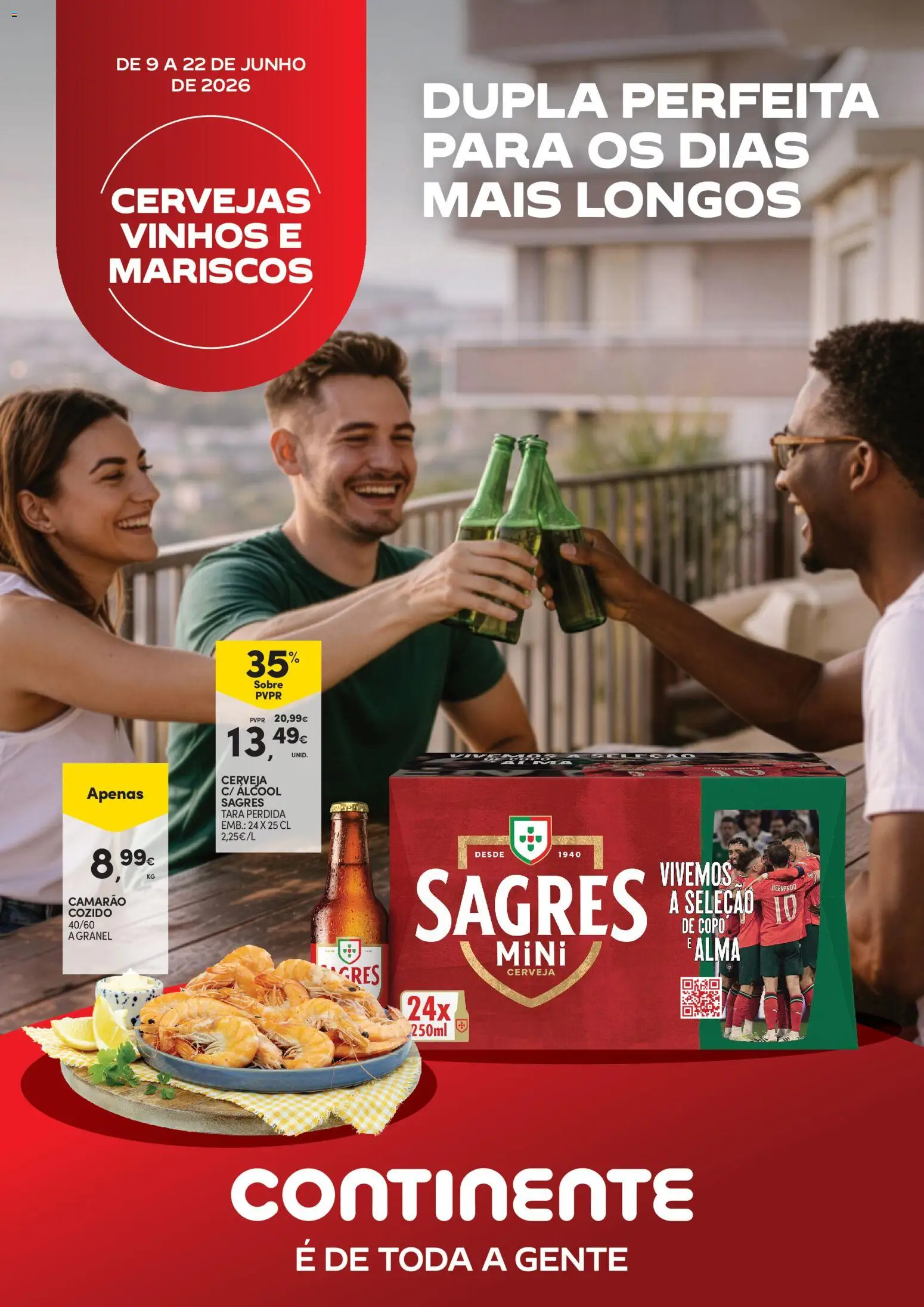 Continente - Açores Cervejas, Vinhos e Mariscos │ válido de 09.06.2026 | Página: 1 | Produtos: Camarão, Cerveja