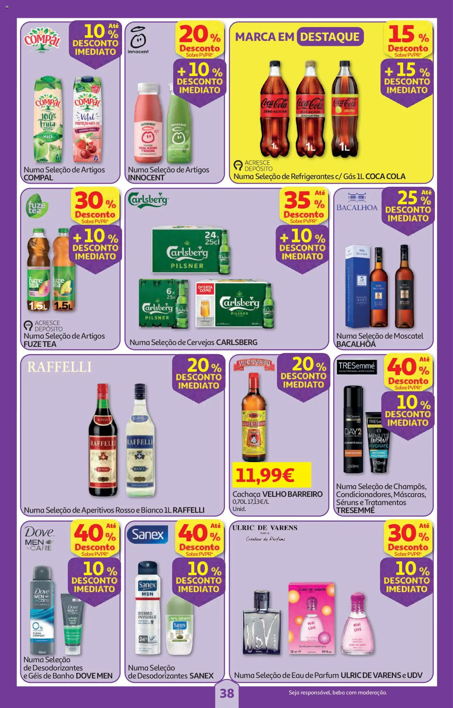 Auchan folheto │ válido de 09/07/2026 | Página: 38 | Produtos: Cachaça, Banho, Maça, Açúcar
