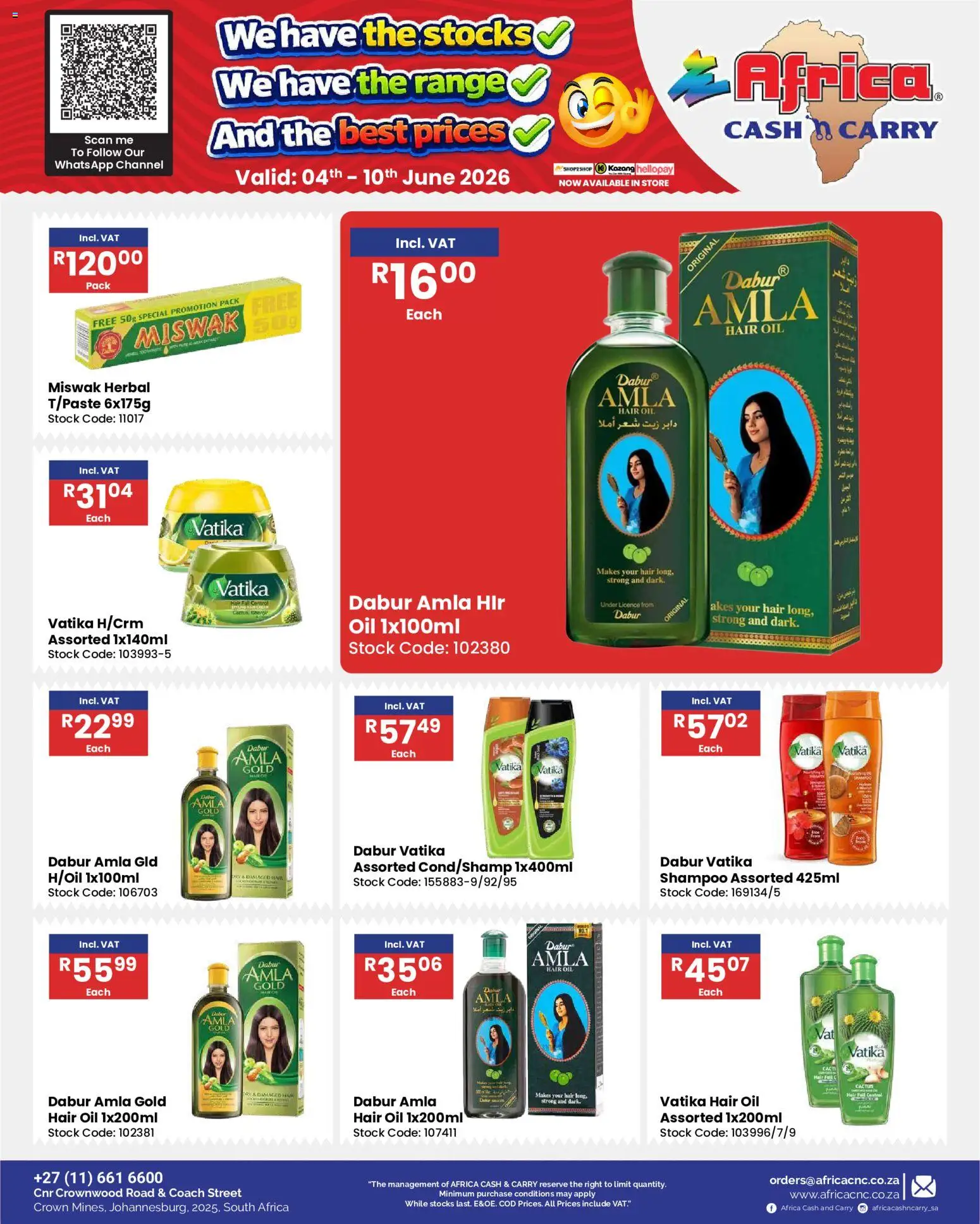 New Africa Cash & Carry catalogue – valid from 04.06.2026 | Page: 67 | Products: Oil, Shampoo, Hair oil, Stock