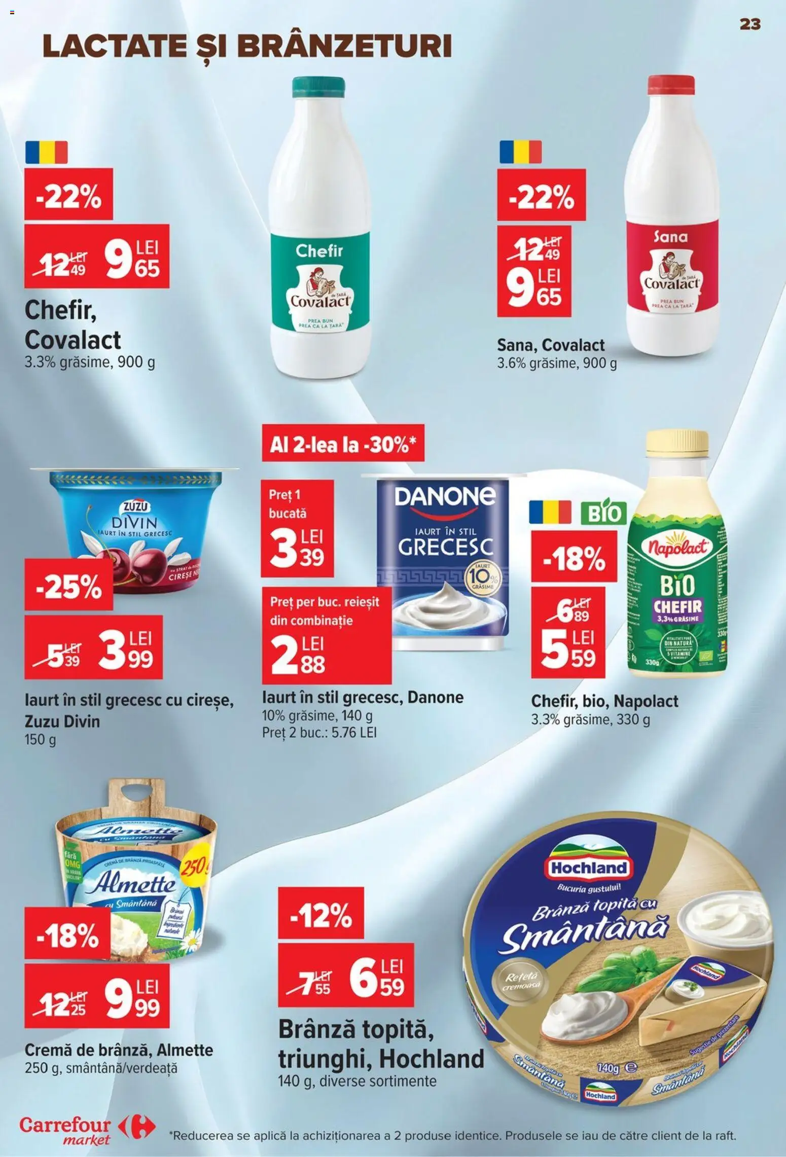 Noul catalog Carrefour – valabil de la 30.09.2026 | Pagină: 23 | Produse: Chefir, Brânză, Hochland, Cremă