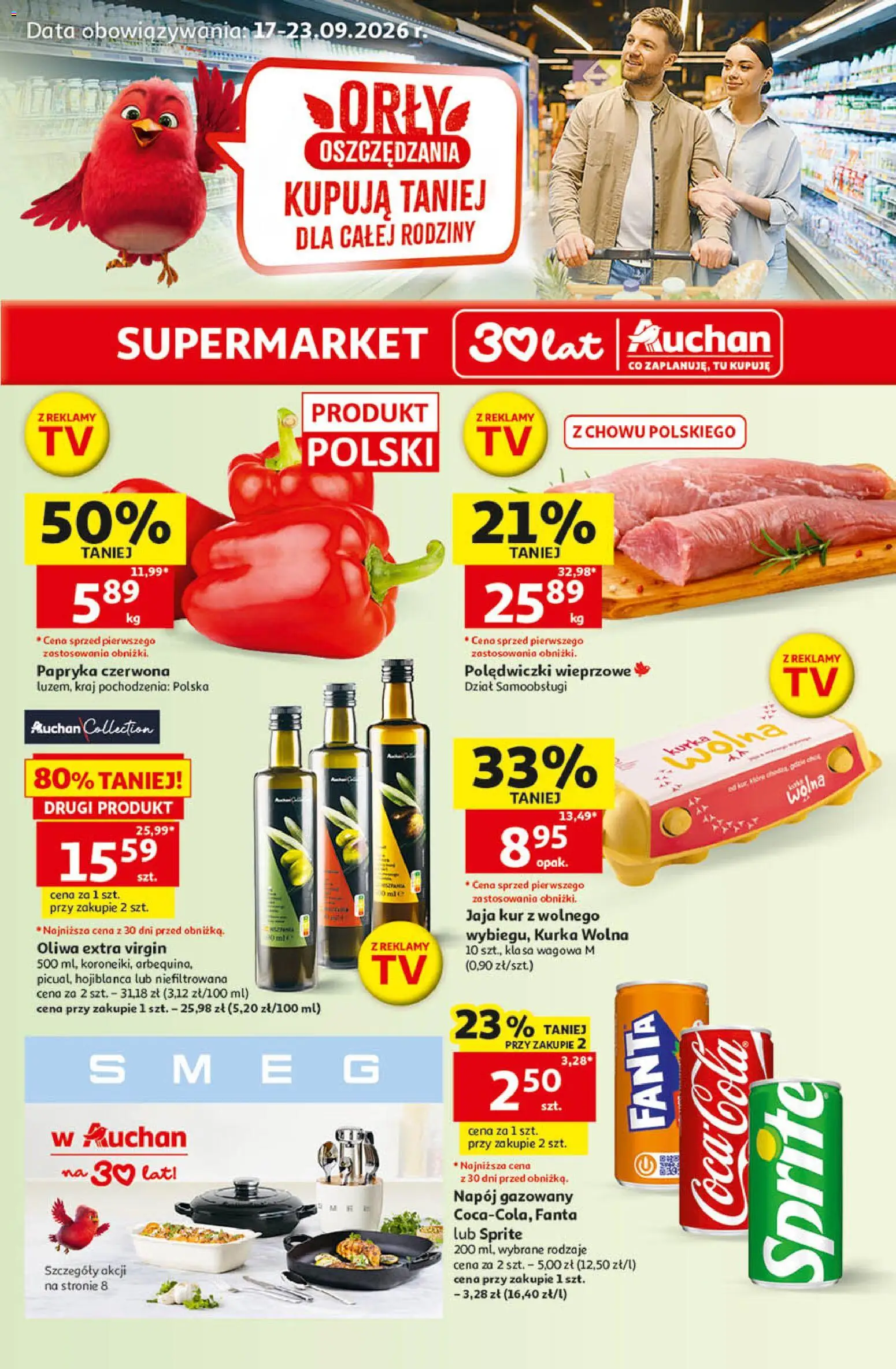 Auchan gazetka od 17.09.2026 | Strona: 1 | Produkty: Sprite, Papryka, Fanta, Polędwiczki