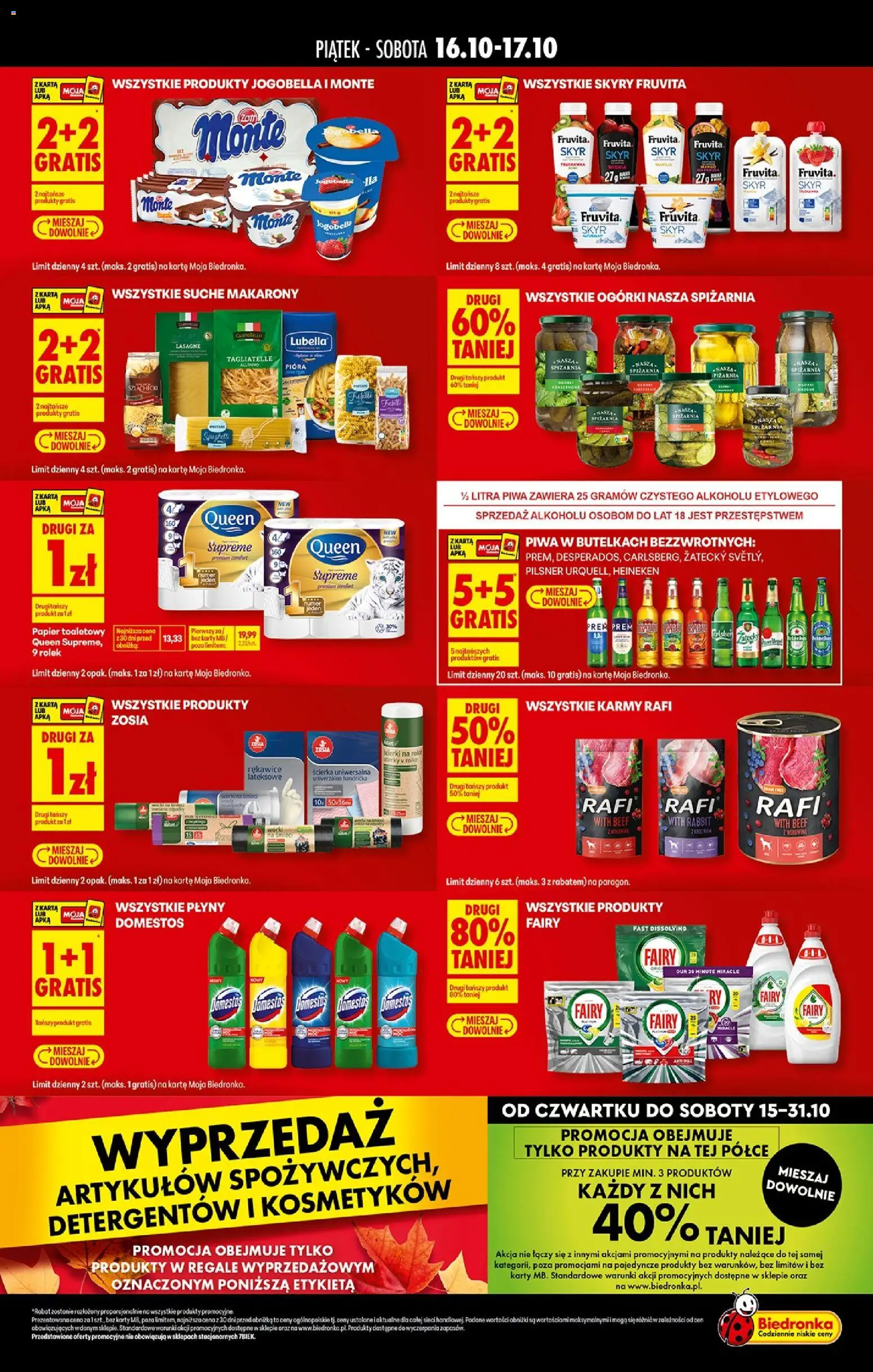 Biedronka gazetka - Tani weekend od 16.10.2026 | Strona: 2 | Produkty: Spaghetti, Skyr fruvita, Ogórki, Heineken