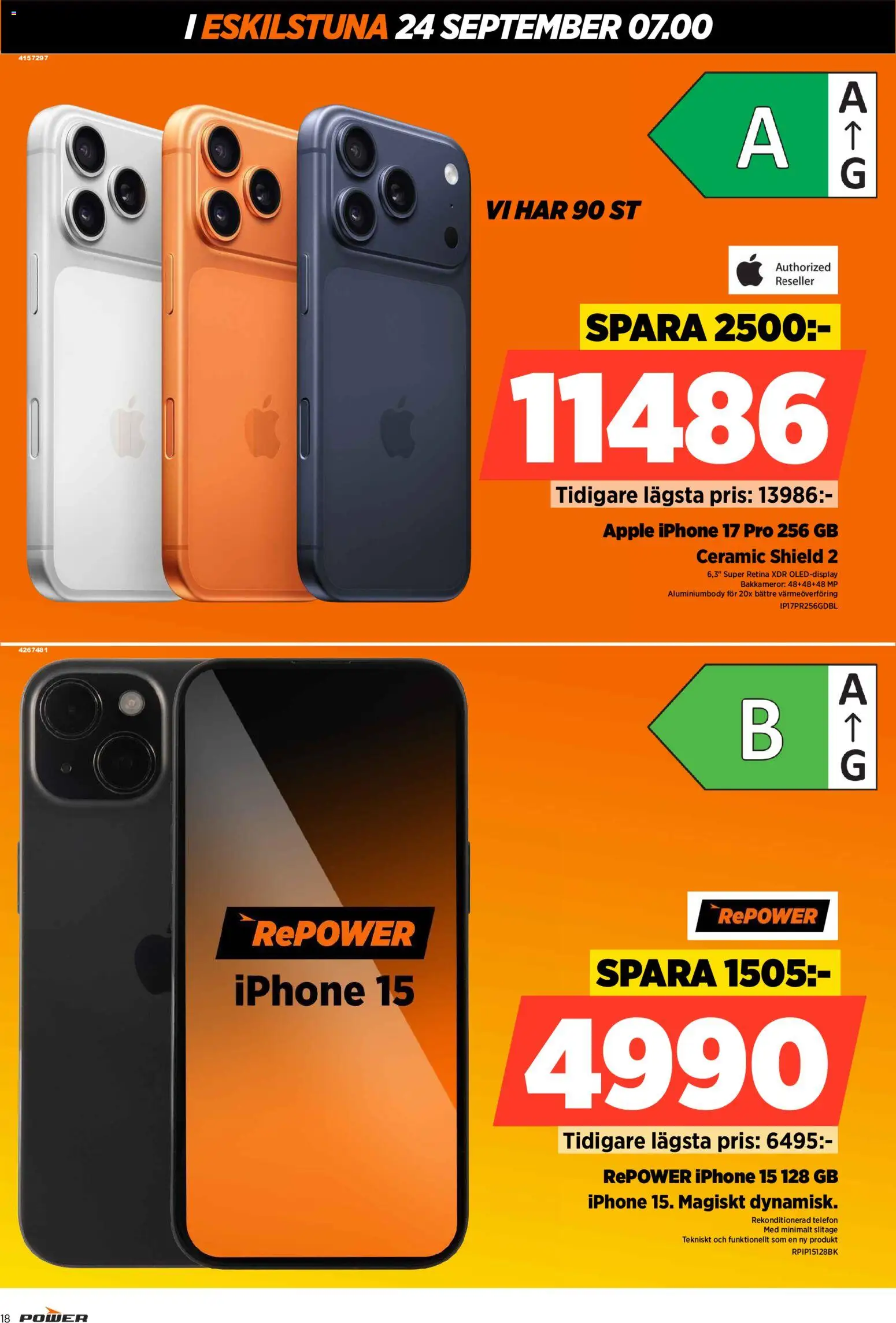 Power reklamblad aktuell från 24/09/2026 | Sida: 18 | Produkter: Äpple, Telefon