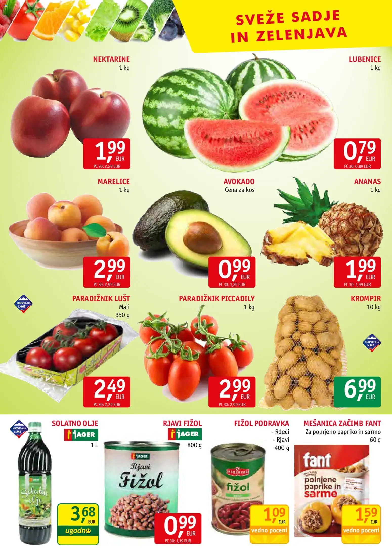 Novi Jager katalog ponudbe – veljaven od 01.07.2026 | Stran: 8 | Izdelki: Kos, Olje, Krompir, Sadje
