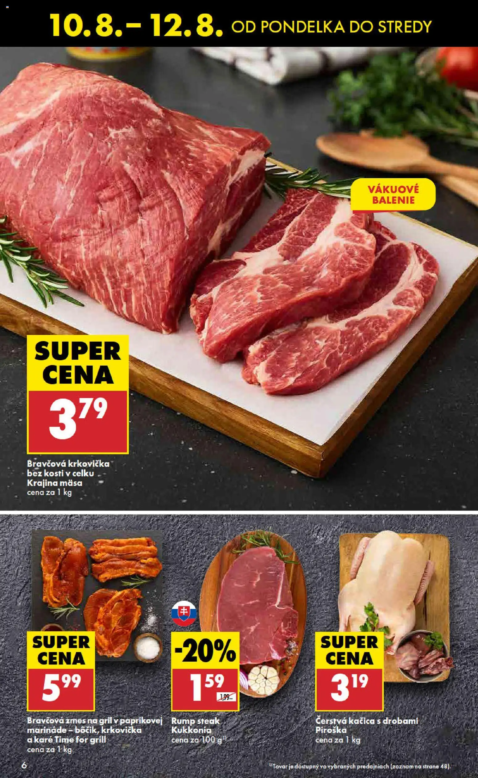 Nové Biedronka akcie – leták je platný od 10.08.2026 | Strana: 6 | Produkty: Gril, Kačica, Krkovička, Steak