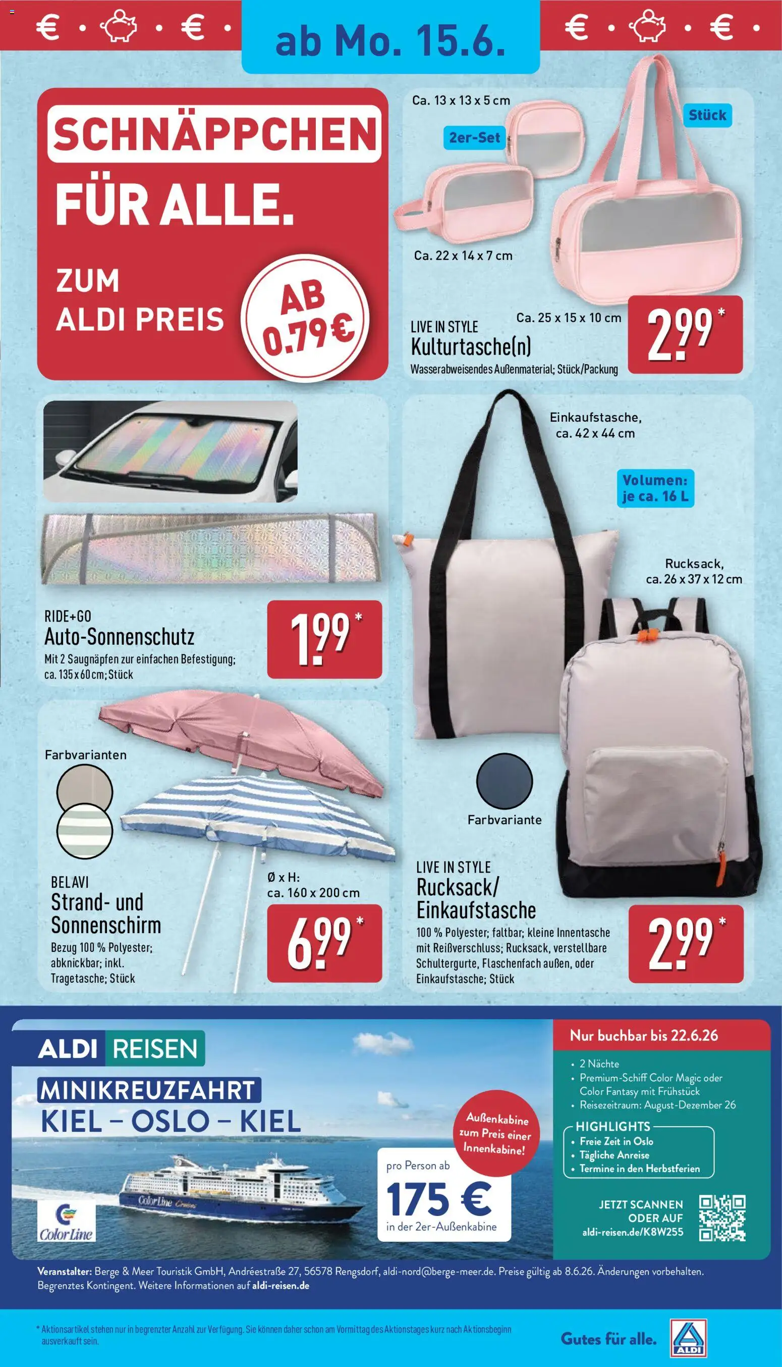 Aldi Ausblick – gültig ab 15.06.2026 | Seite: 4 | Produkte: Belavi, Sonnenschirm