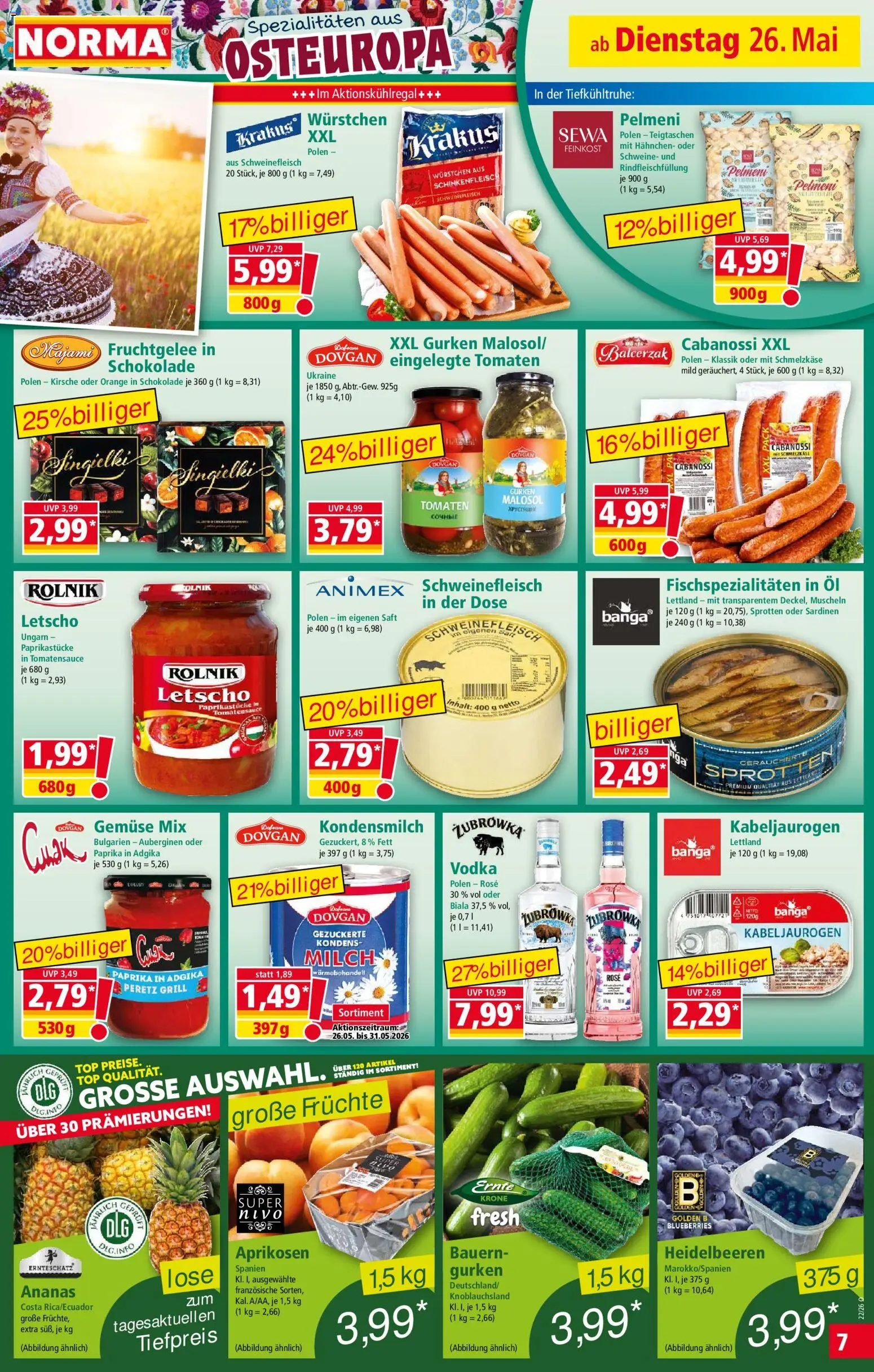 Norma Prospekt 	 – gültig ab 26.05.2026 | Seite: 7 | Produkte: Top, Milch, Gemüse, Vodka