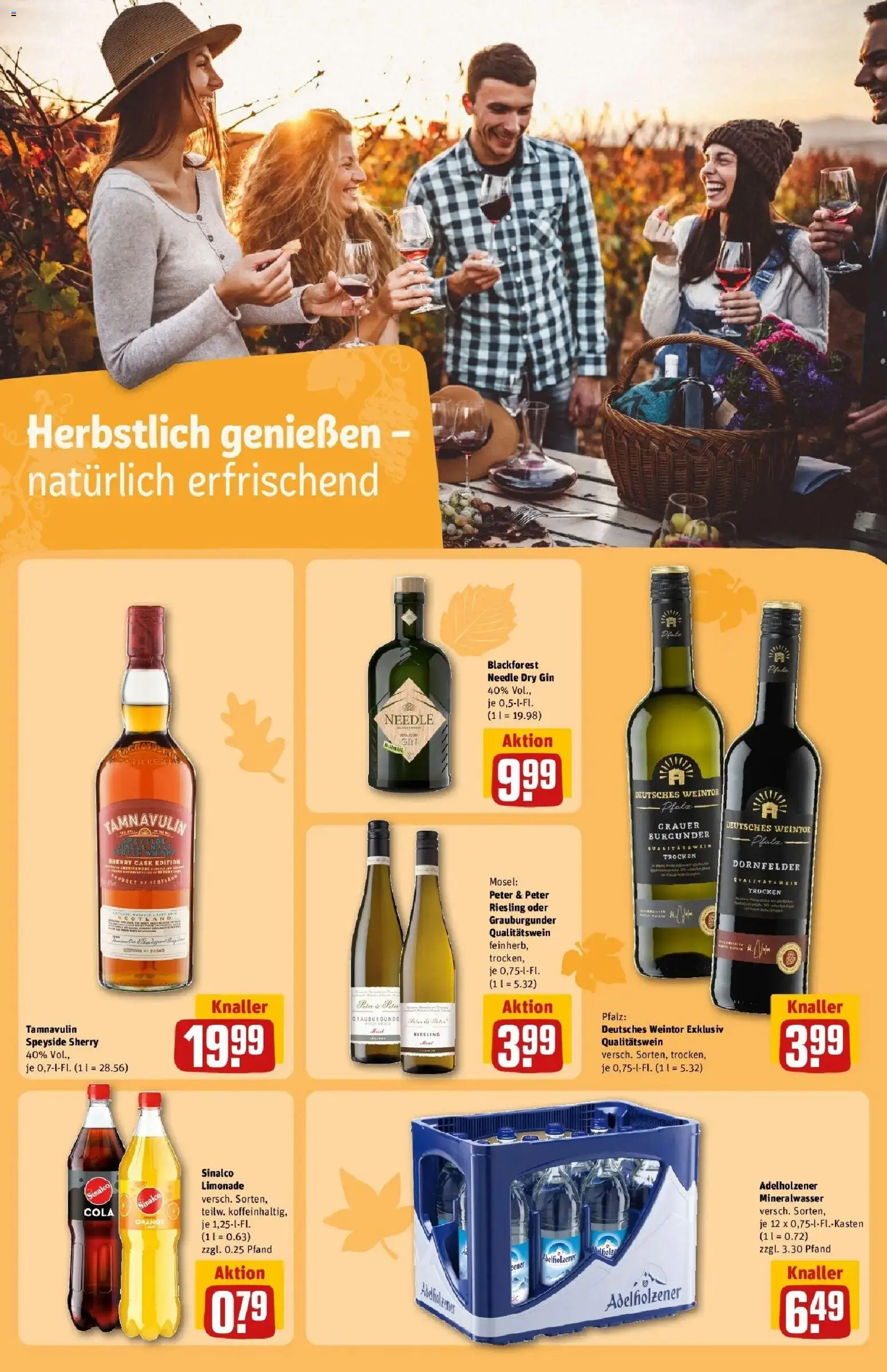 REWE Prospekt ab 21.09.2026 zum Blättern » Angebote | Seite: 27 | Produkte: Sinalco, Adelholzener, Limonade, Gin