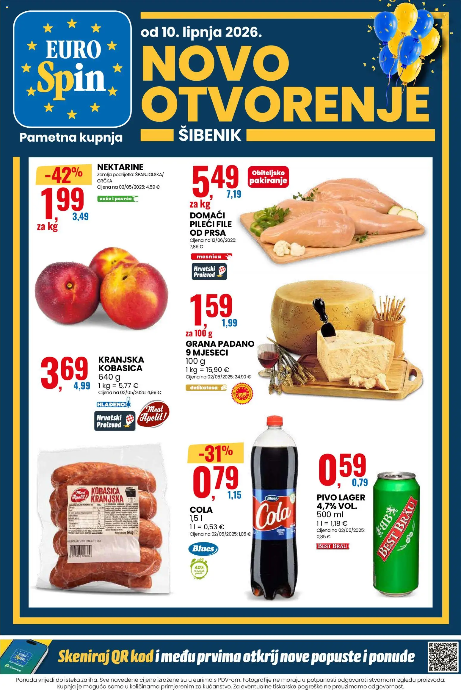 Eurospin katalog | vrijedi od 10.06.2026 | Stranica: 1 | Proizvodi: Pileći file, Pivo, Povrće, Voće
