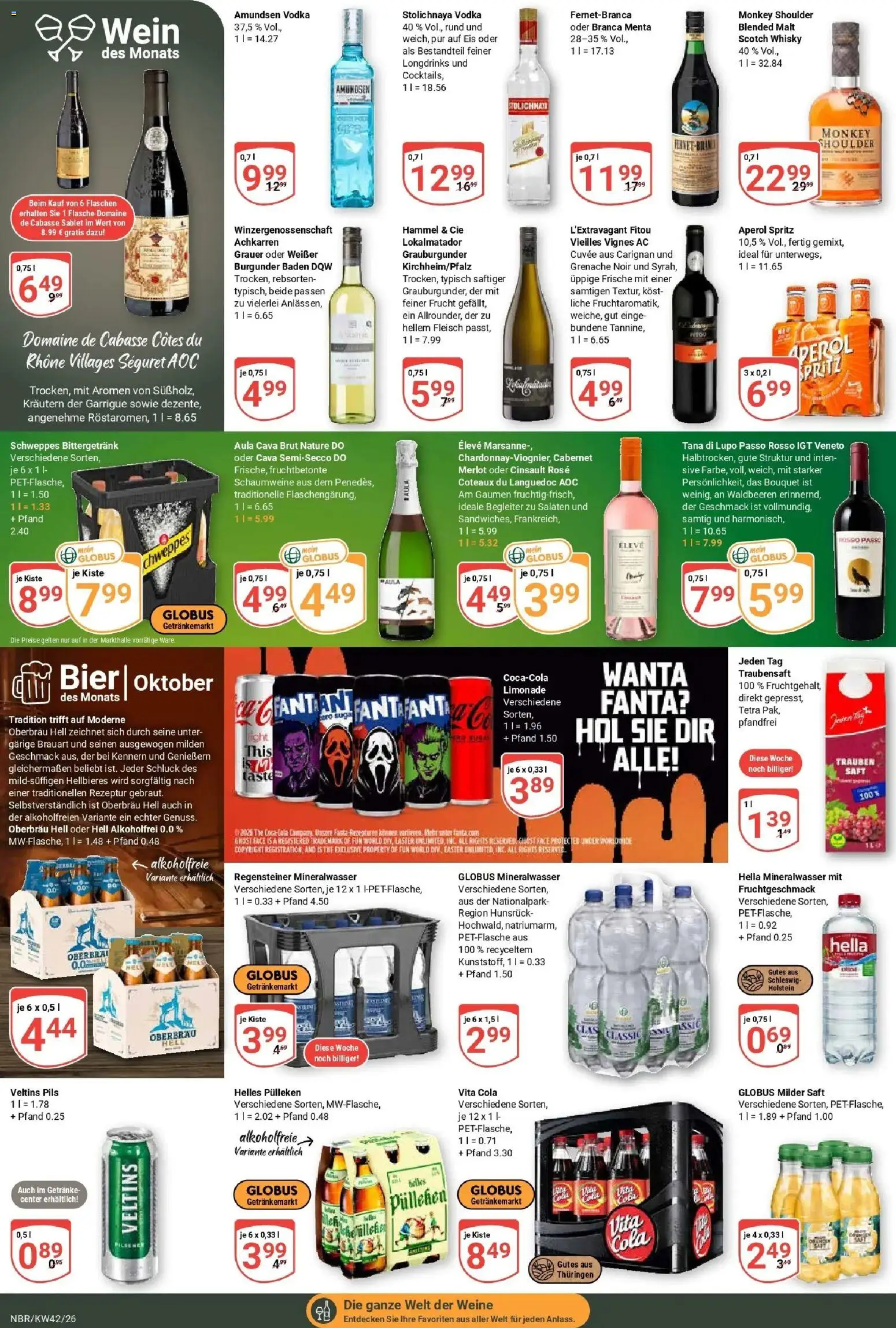 Globus Prospekt Neubrandenburg (ab 12.10.2026) » Angebote online | Seite: 19 | Produkte: Helles pulleken, Vita cola, Saft, Fleisch