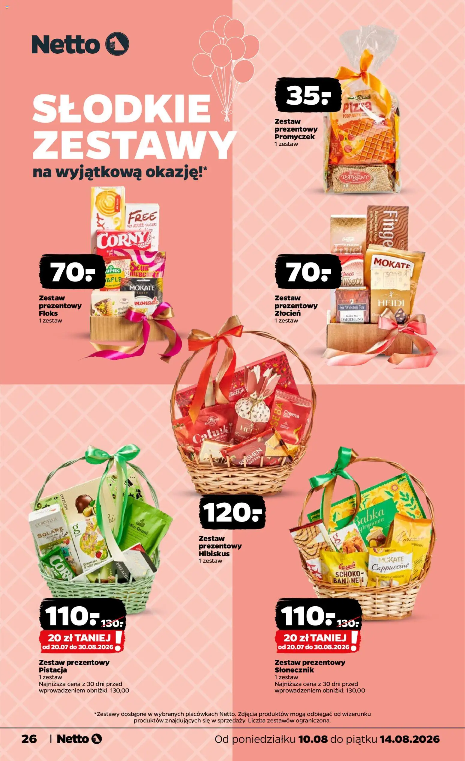 Netto gazetka od poniedziałku od 10.08.2026 | Strona: 26 | Produkty: Hibiskus, Cappuccino, Słonecznik, Babka
