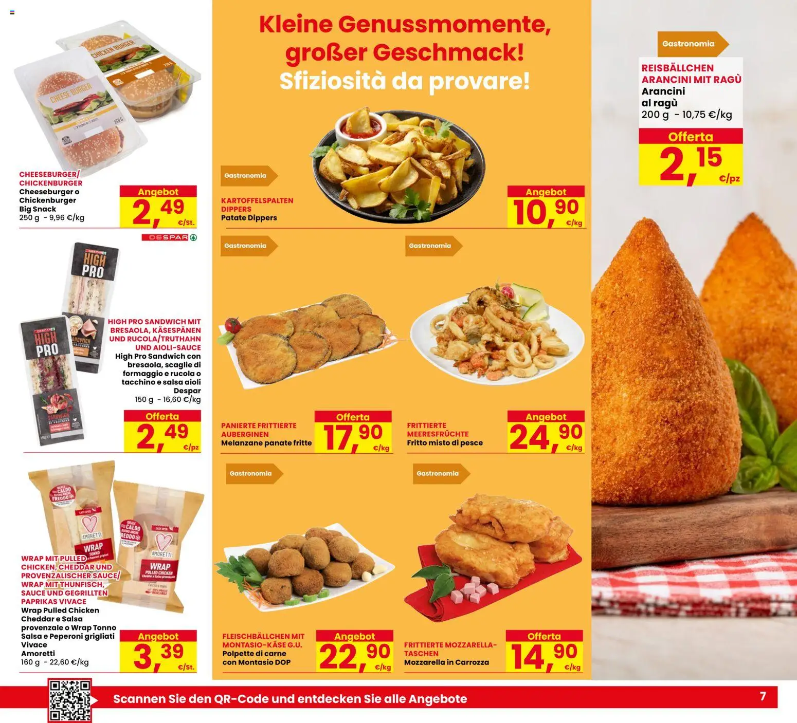 Volantino Eurospar del 06/08/2026 | Pagina: 7 | Prodotti: Rucola, Peperoni, Formaggio, Carne