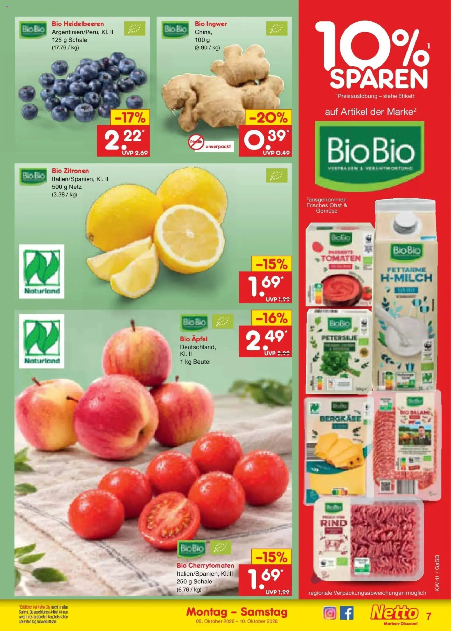 Netto Marken-Discount Prospekt Oldenburg (ab 05.10.2026) » Angebote | Seite: 7 | Produkte: Äpfel, Heidelbeeren, Gemüse, Petersilie