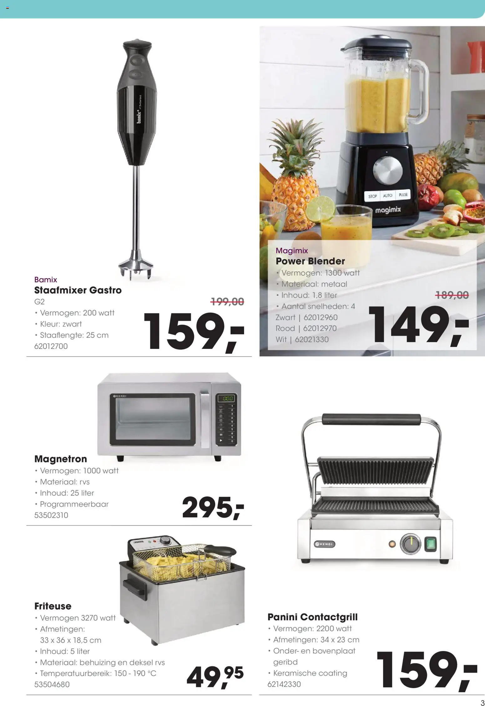 {H1} | Pagina: 3 | Producten: Contactgrill, Behuizing, Friteuse, Magnetron