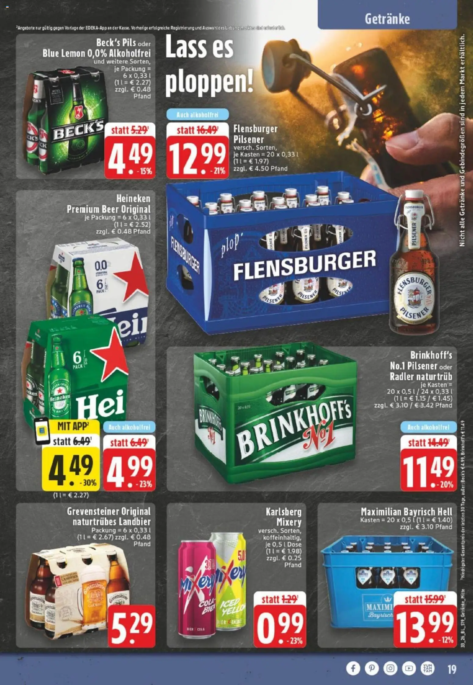 Edeka Prospekt Dortmund – gültig ab 10.08.2026 | Seite: 19 | Produkte: Bier, Pils, Radler, Mixery