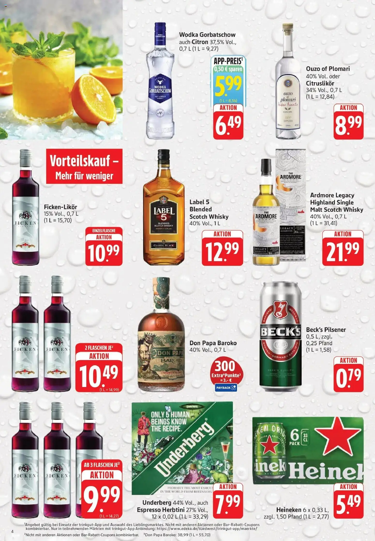 Trinkgut Prospekt Oberursel (ab 19.10.2026) » Angebote online | Seite: 4 | Produkte: Whisky, Ouzo, Heineken, Underberg