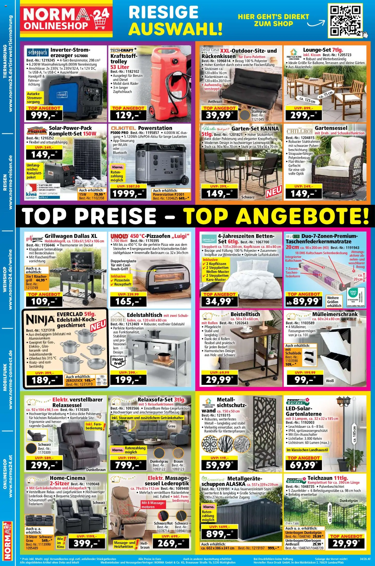 Norma Flugblatt gültig ab 17.08.2026 | Seite: 18 | Produkte: Grill, Kissen, Sessel, Pizza
