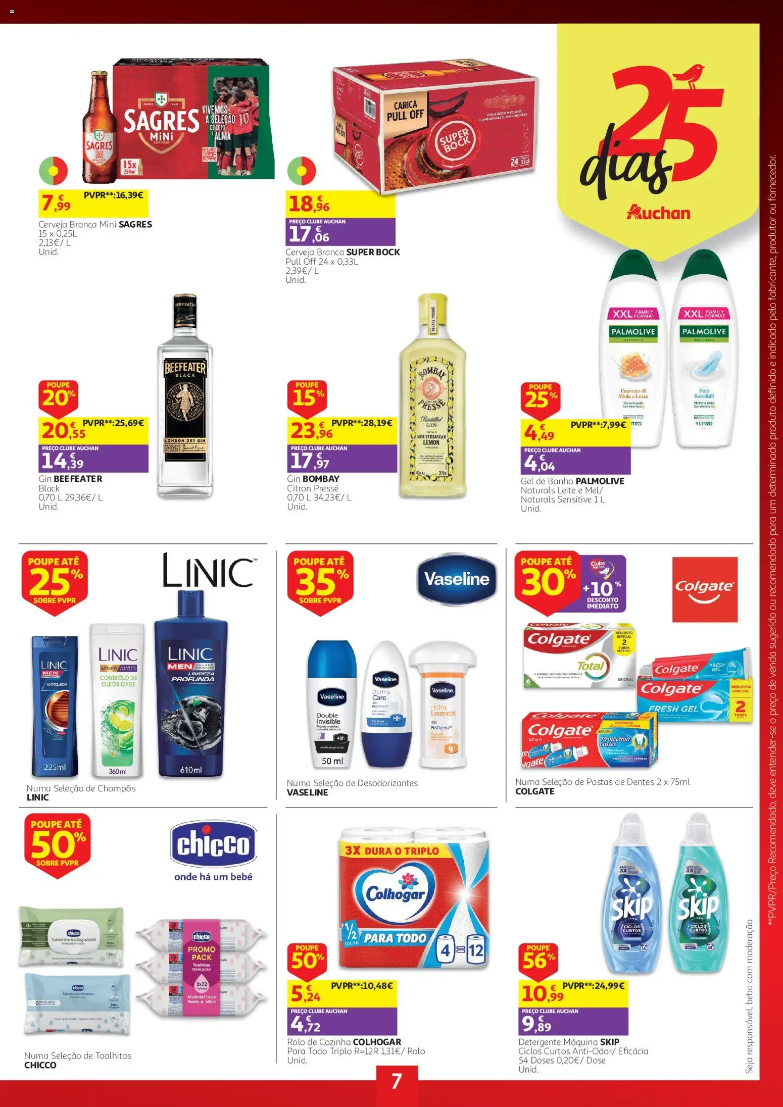Auchan 25 dias │ válido de 07/10/2026 | Página: 7 | Produtos: Gin Beefeater, Gel de banho, Banho, Gin