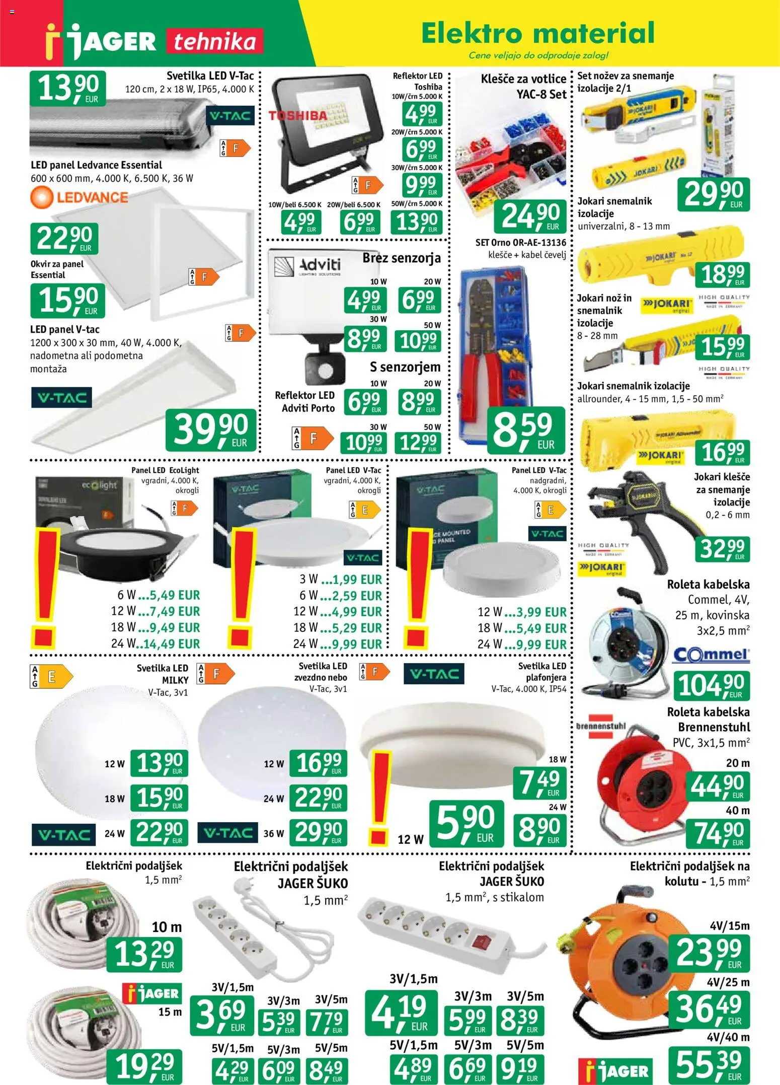 Novi Jager katalog ponudbe – veljaven od 28.10.2026 | Stran: 1 | Izdelki: Led svetilka, Kabel, Nož, Okvir