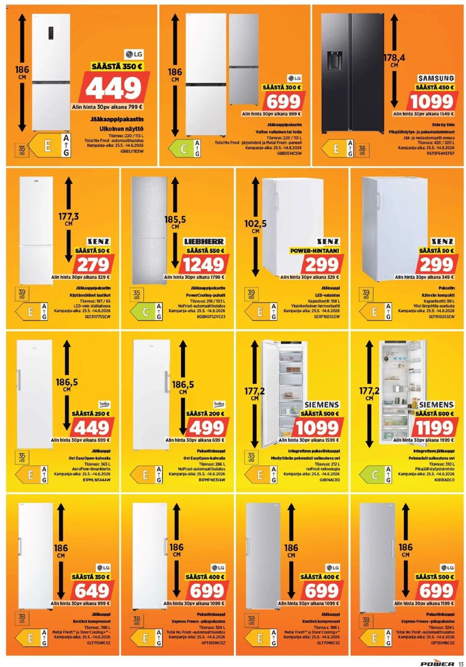 Power tarjoukset – voimassa 25.04.2026 alkaen | Sivu: 15 | Tuotteet: Pakastin, Kompressori, Näyttö