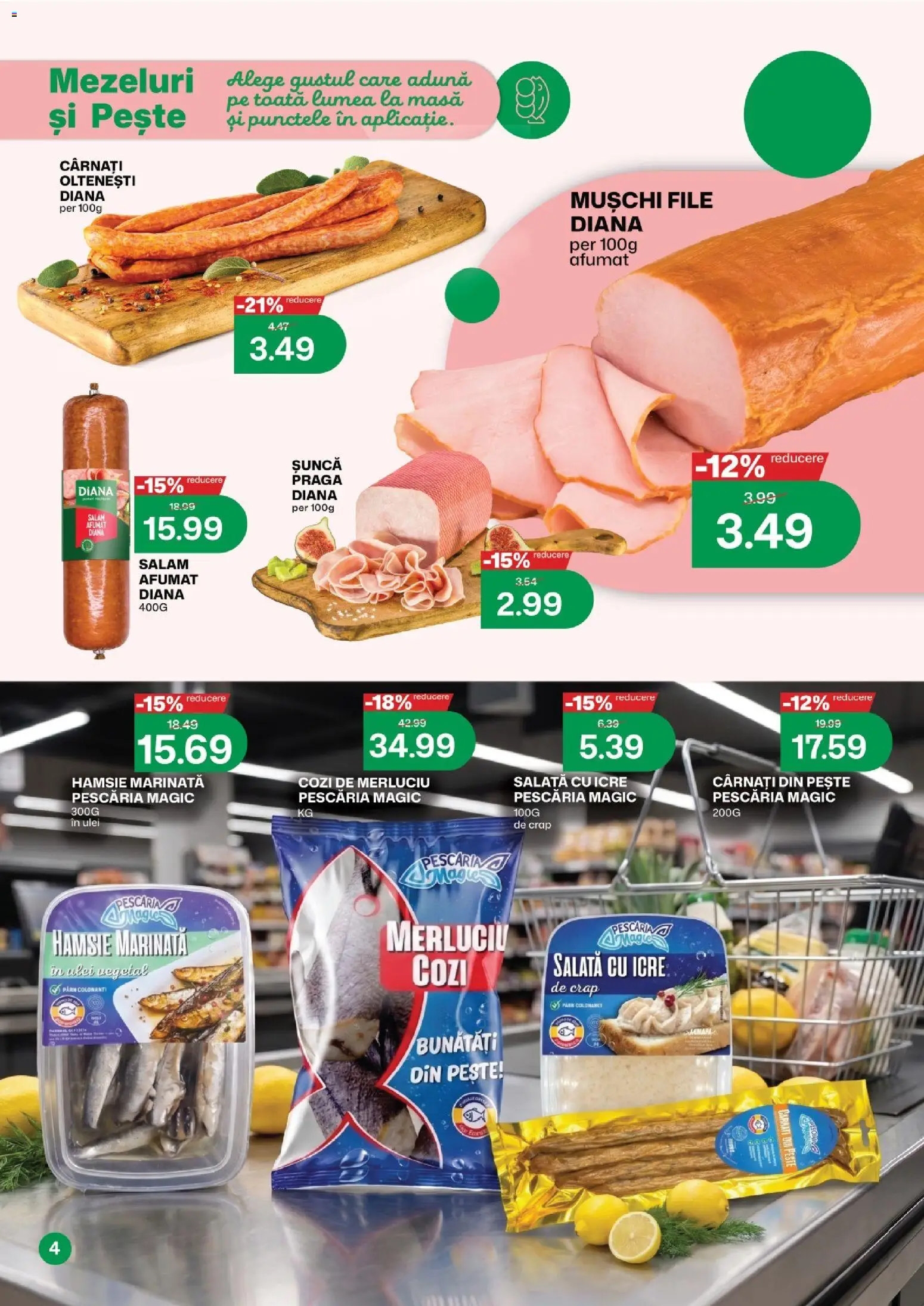 Noul catalog Diana – valabil de la 01.08.2026 | Pagină: 4 | Produse: Masă, Șuncă, Pește, Salată
