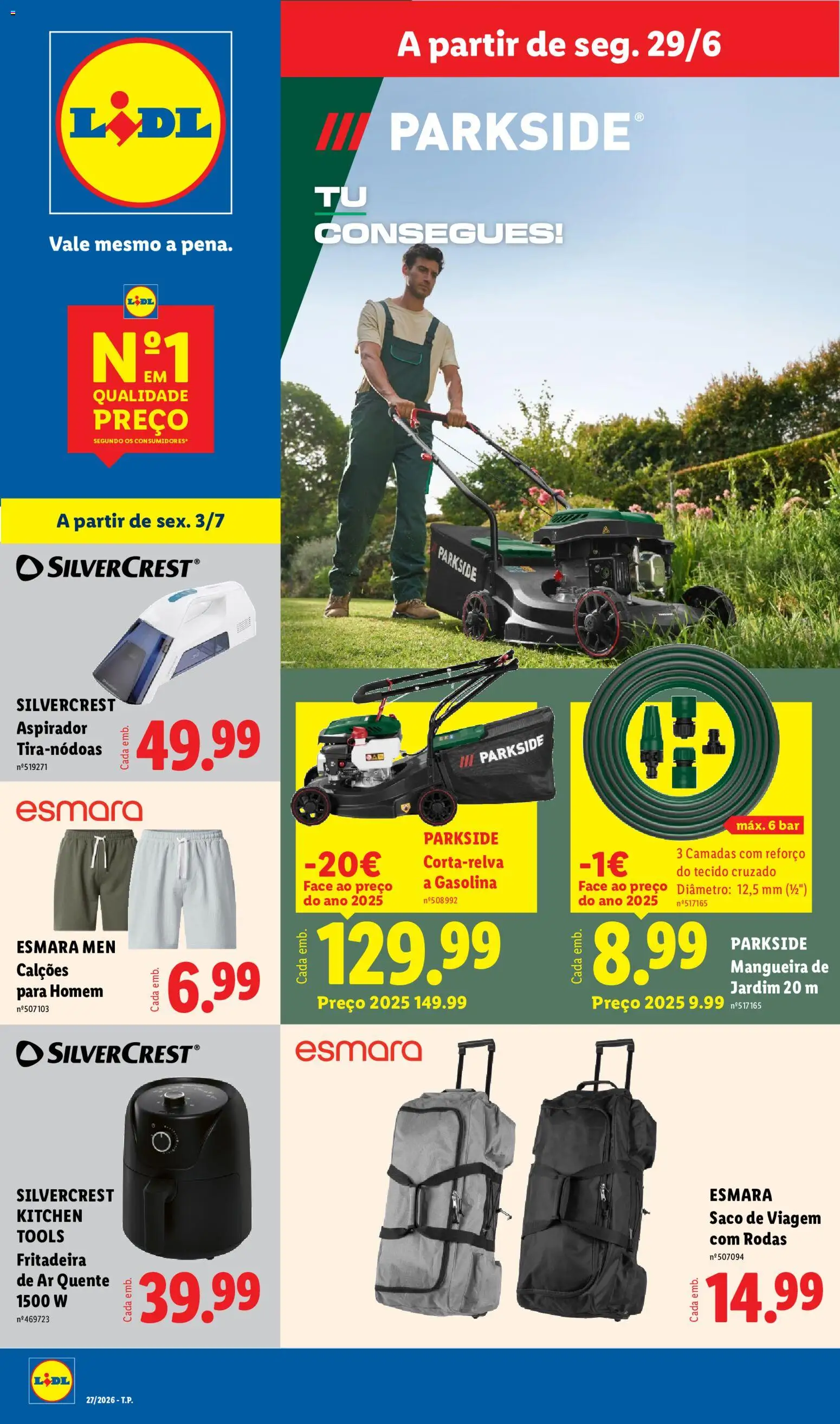 Lidl Novidades │ válido de 29/06/2026 | Página: 1 | Produtos: Air fryer, Aspirador, Calções, Mangueira