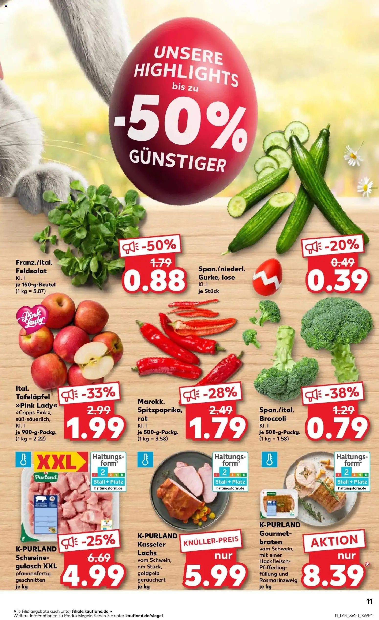 Kaufland Prospekt Bergkamen	 – gültig ab 02.04.2026 | Seite: 11 | Produkte: Schweinegulasch, Apple, Lachs, Gulasch