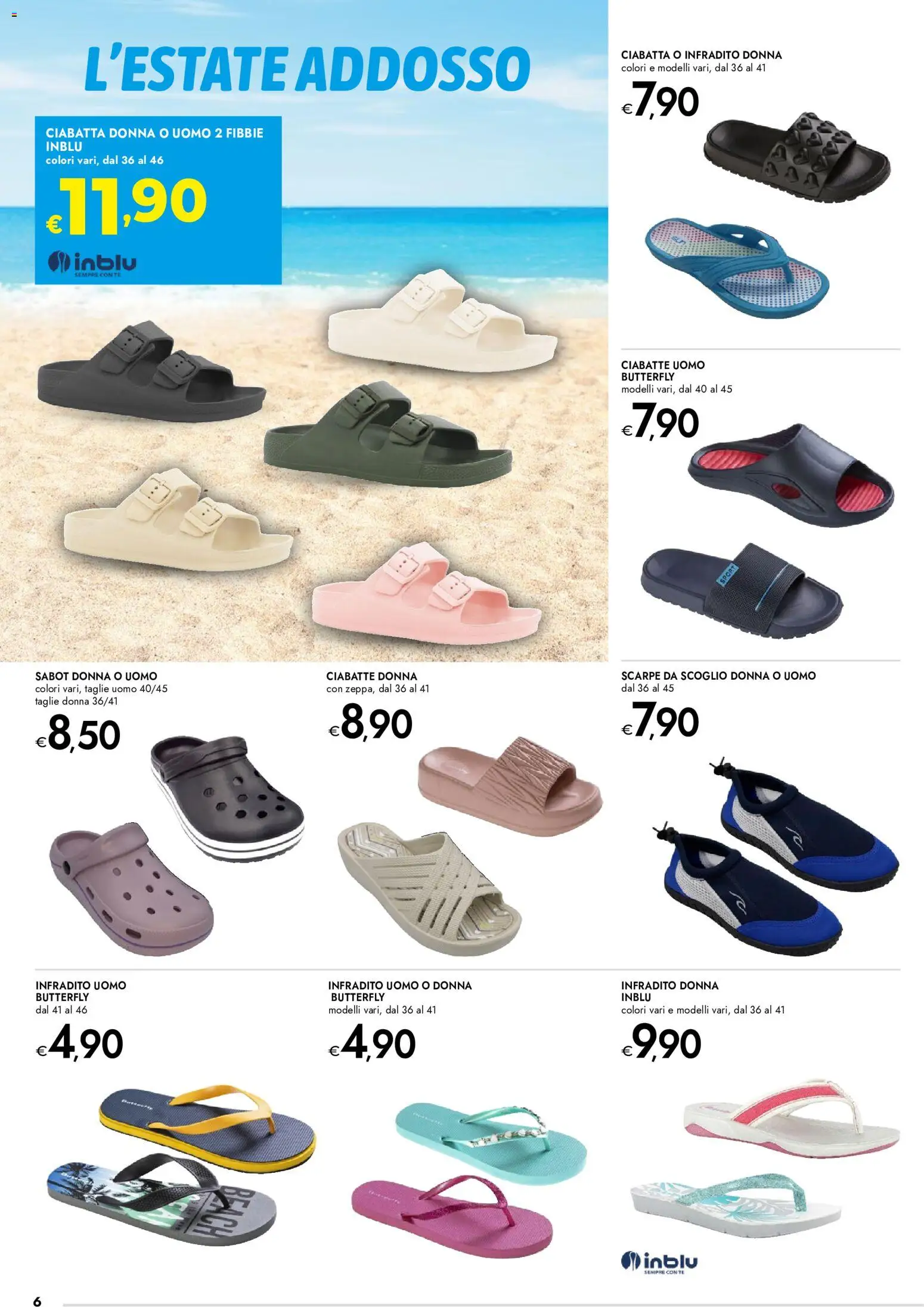 Volantino bennet del 04.06.2026 | Pagina: 6 | Prodotti: Ciabatte, Sabot, Infradito, Scarpe