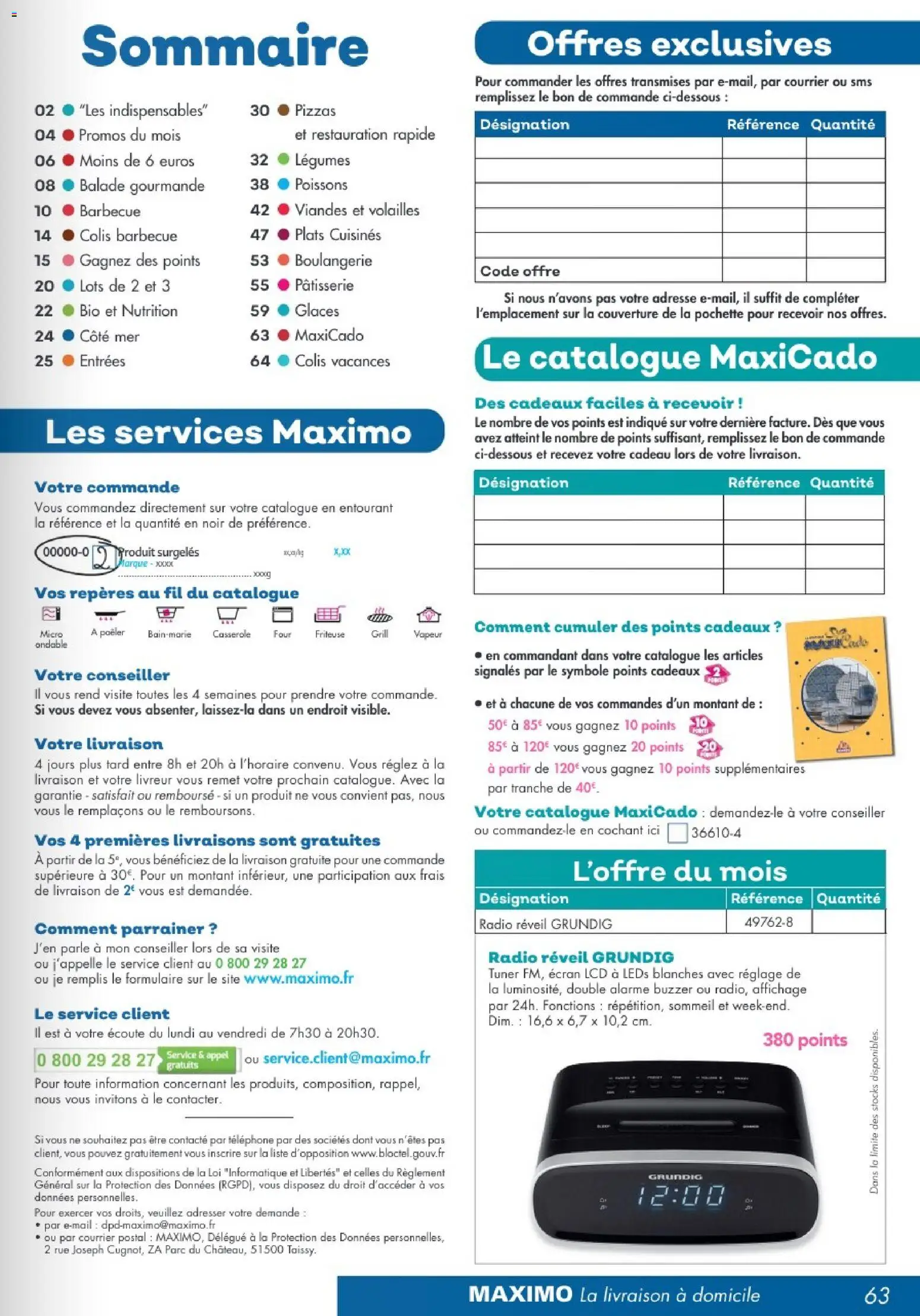 {H1} | Page: 63 | Produits: Radio, Réveil, Four, Grill
