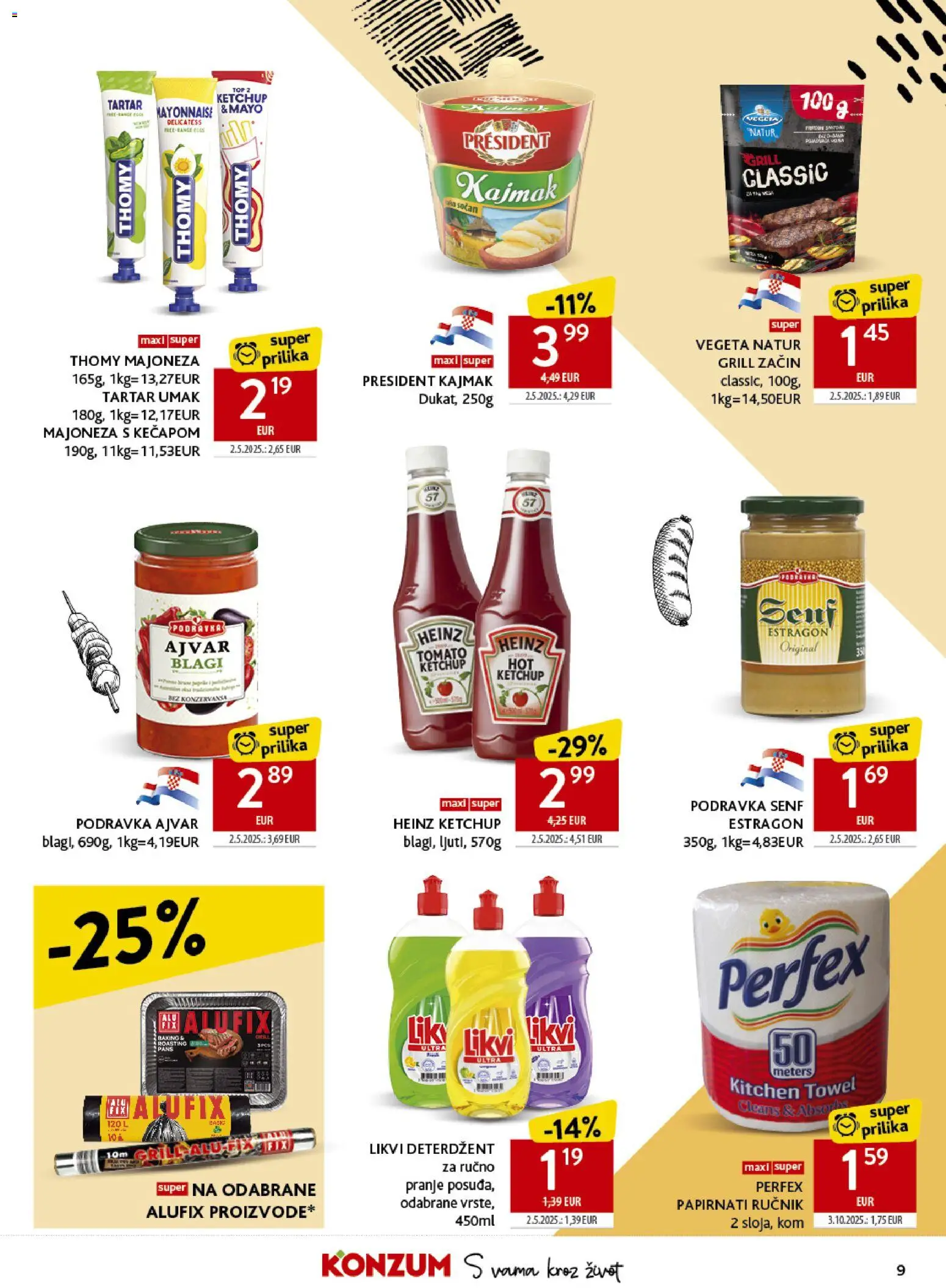 Konzum katalog | vrijedi od 10.06.2026 | Stranica: 9 | Proizvodi: Deterdžent, Kajmak, Ručnik, Vegeta