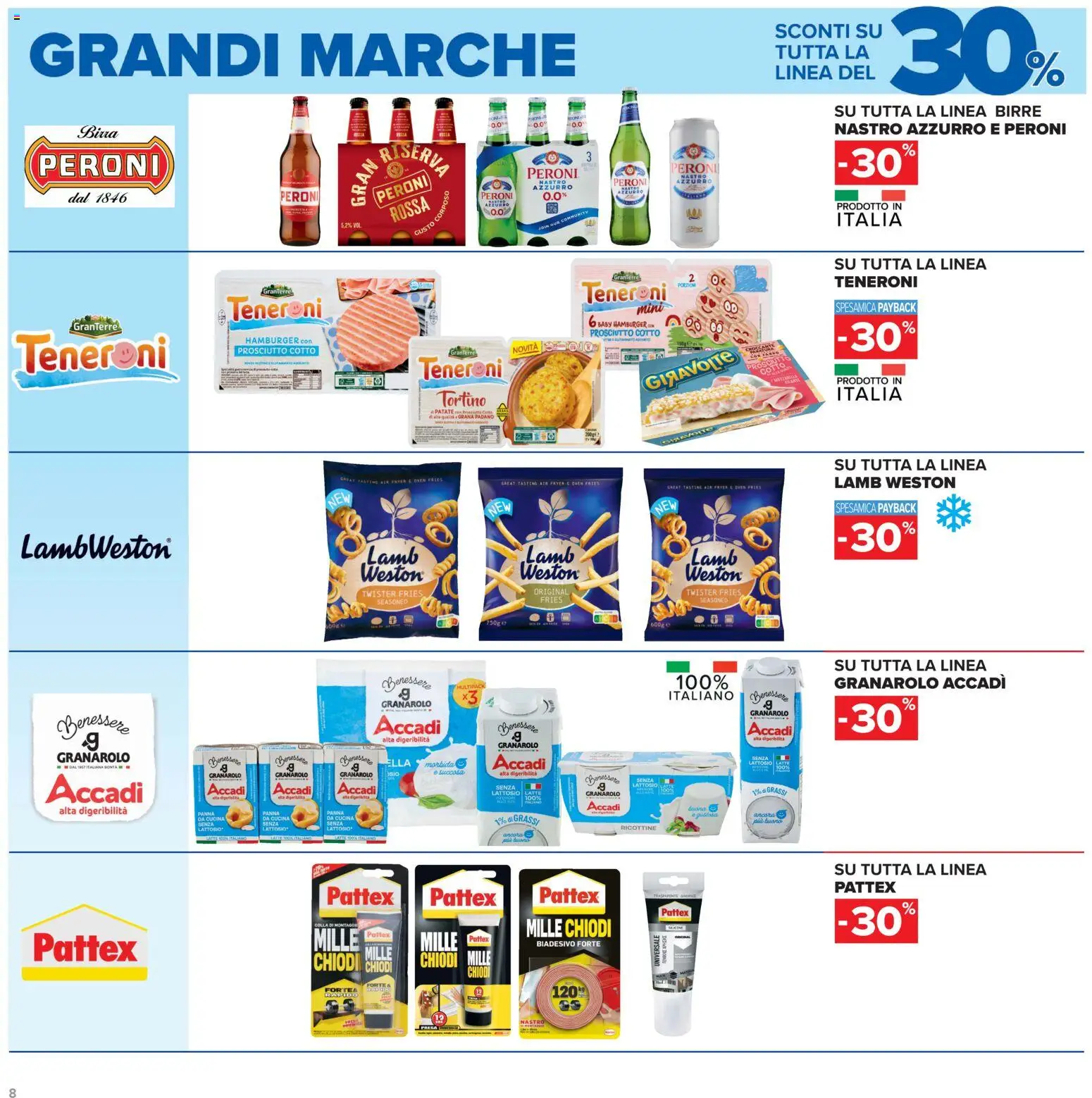 Volantino Carrefour del 15/09/2026 | Pagina: 8 | Prodotti: Prosciutto, Chiodi, Hamburger, Senza lattosio